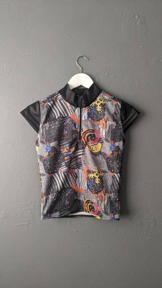 Remade Cycling Jersey, Retro Upcycled Activewear, Size Small