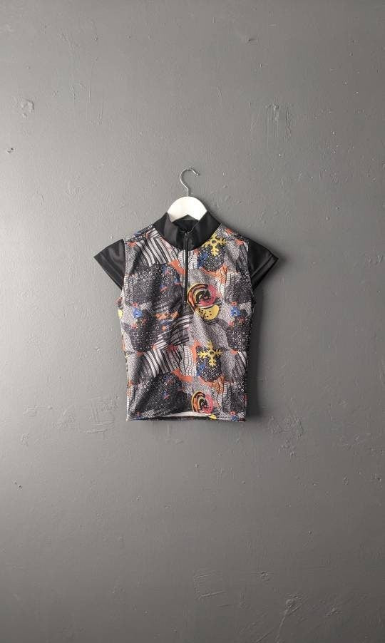 Remade Cycling Jersey, Retro Upcycled Activewear, Size Small