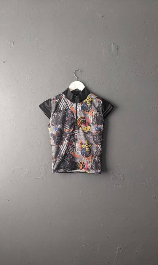 Remade Cycling Jersey, Retro Upcycled Activewear, Size Small