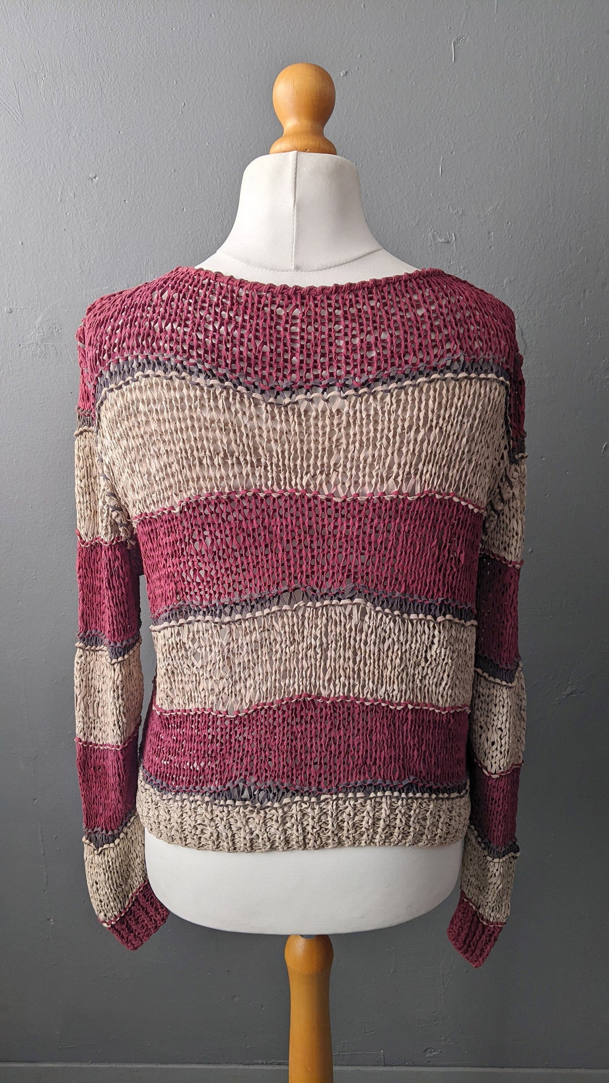Knitted Suede Leather Jumper, Vintage Punk, Size Medium