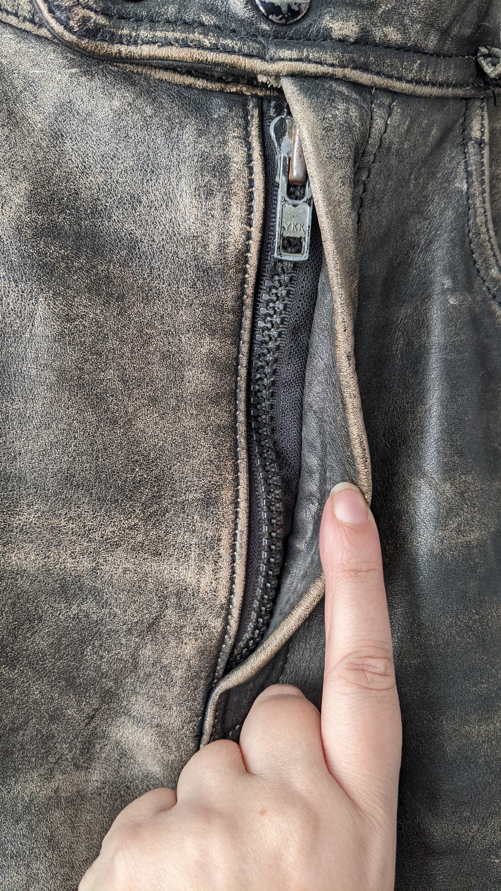 Mens Leather Motorcycle Trousers with Side Lacing, Post Apocalyptic Biker, 36 Waist