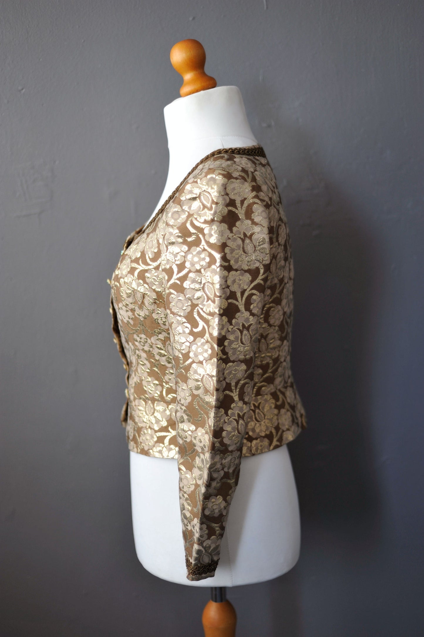 Metallic Brocade Trachten Jacket by Heller Sport, Alpine Oktoberfest Glam, Size Medium