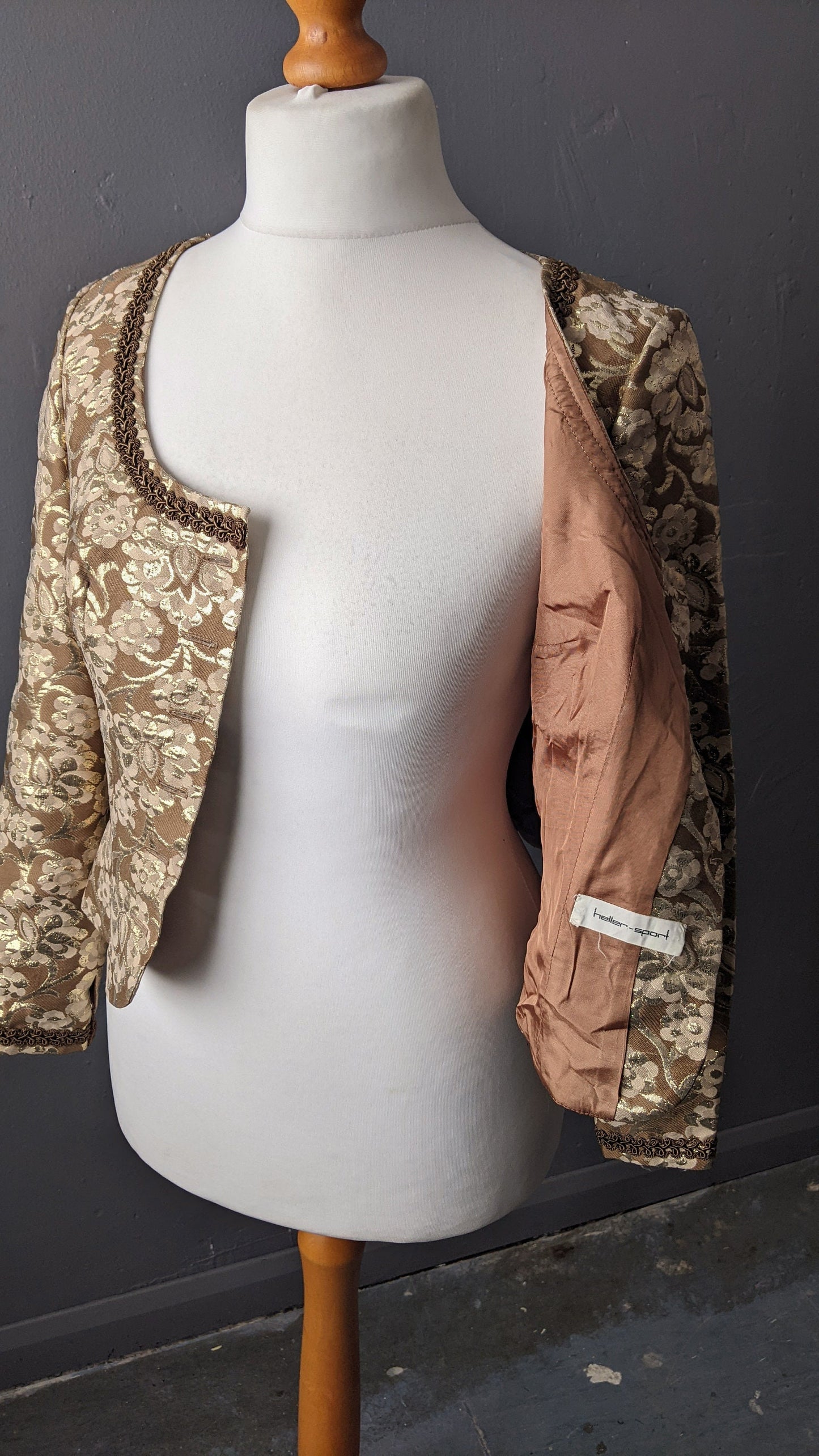 Metallic Brocade Trachten Jacket by Heller Sport, Alpine Oktoberfest Glam, Size Medium