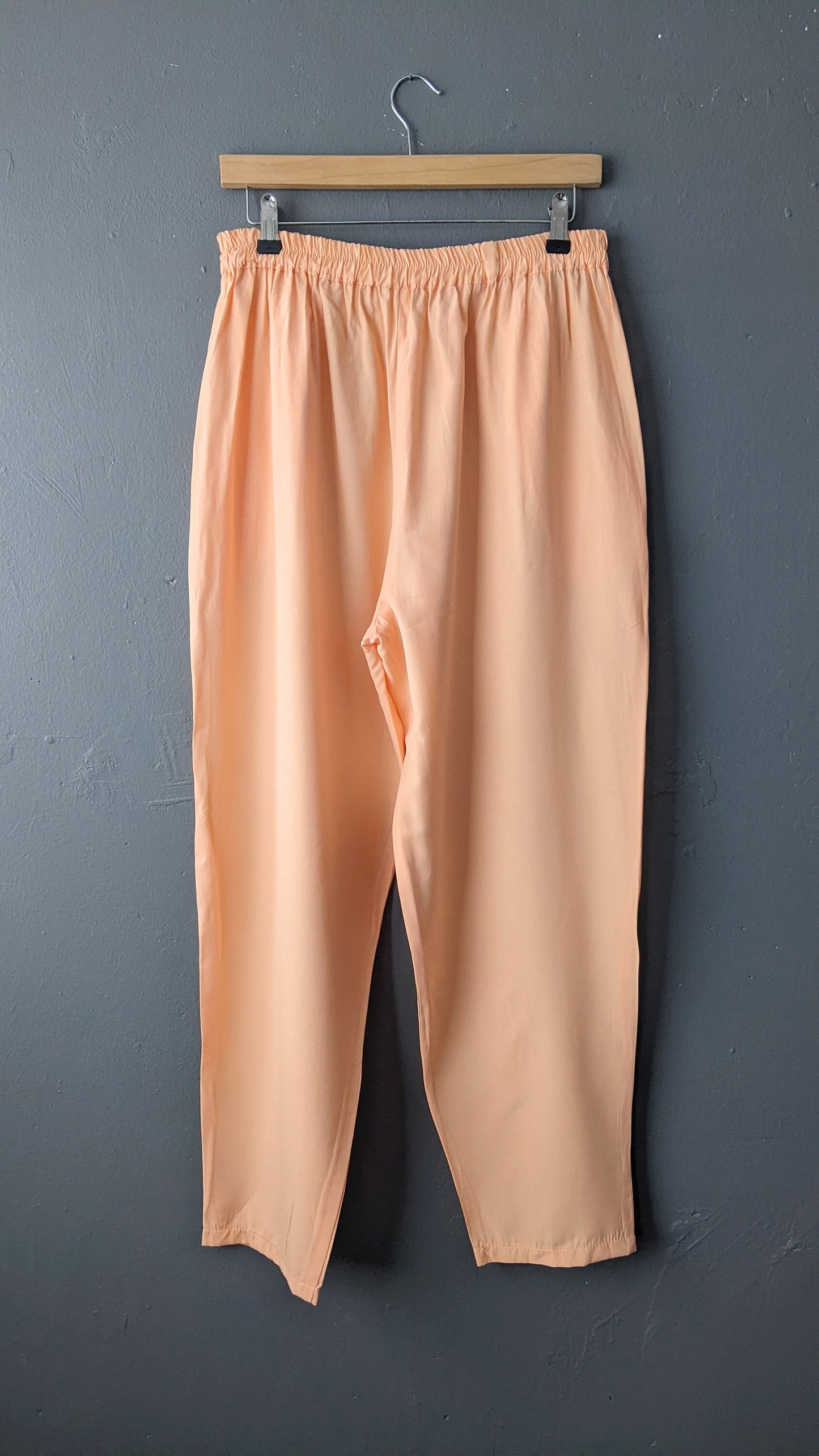 90s Peach Summer Trousers, Tapered Baggy Fit, Size Large