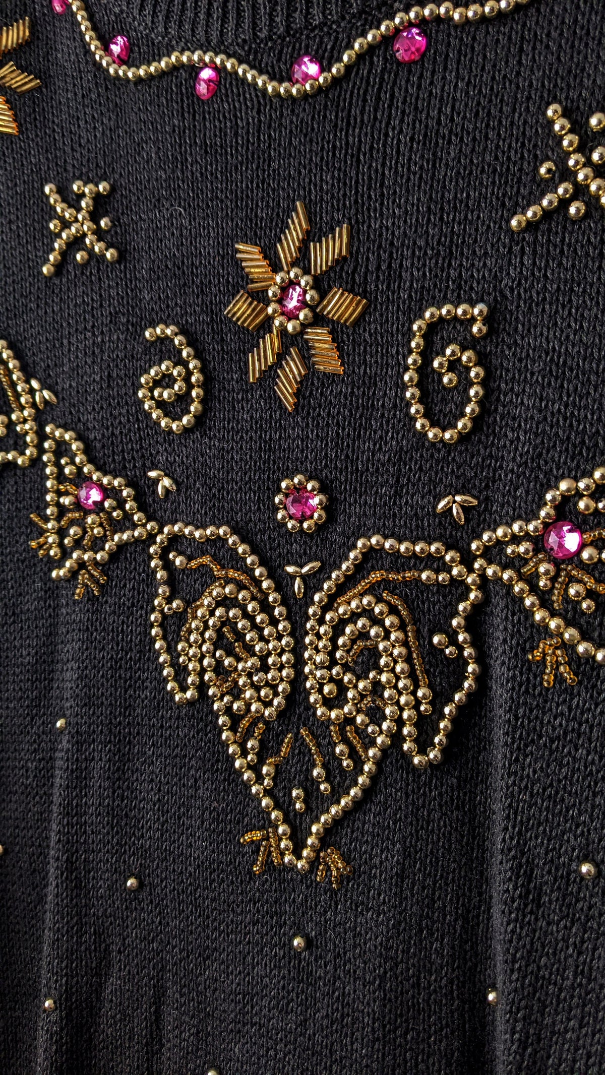 80s Embellished Gem Sweater by Sophie Teale, Kitsch Party Jumper, Size Medium Large