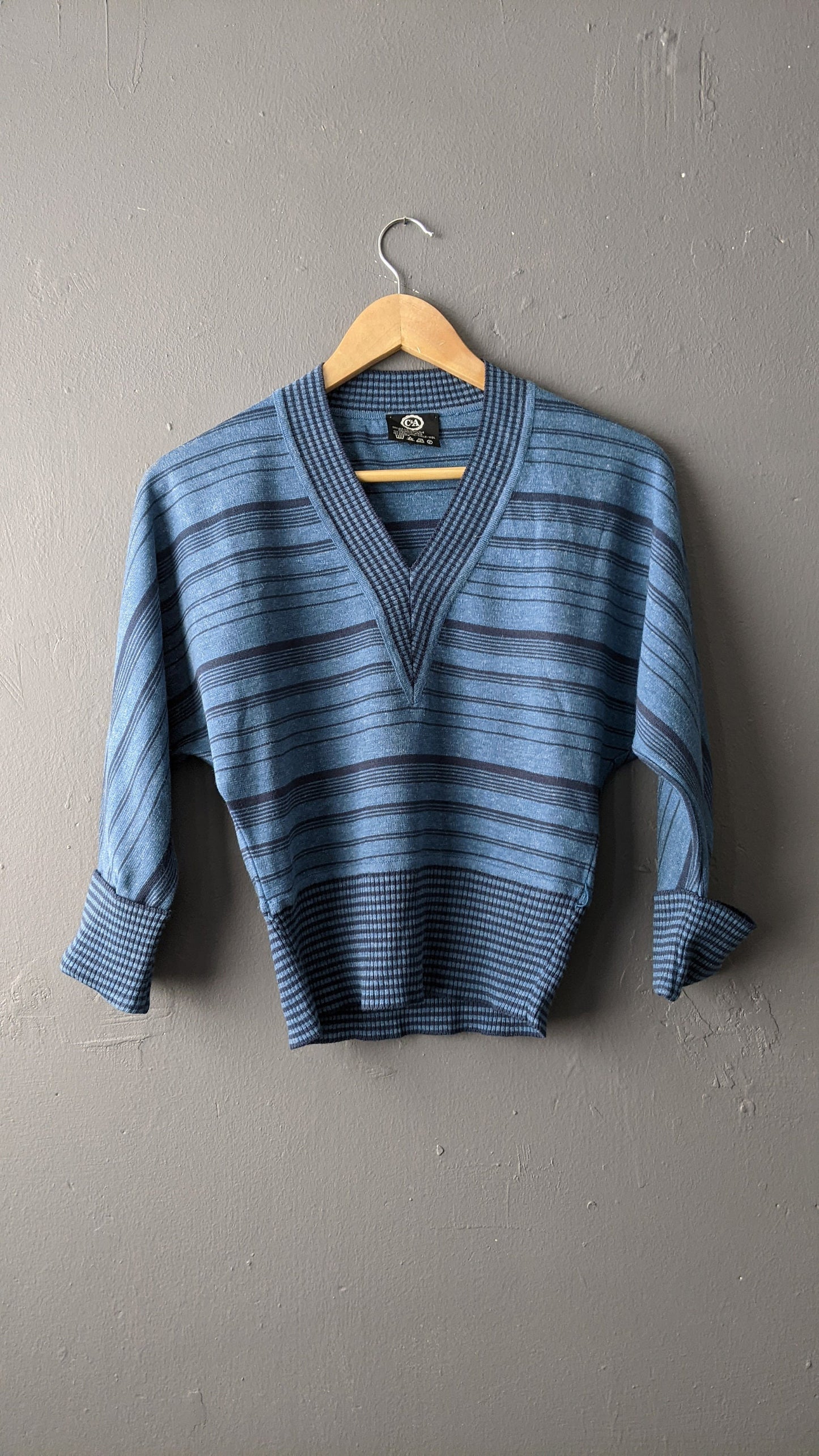 80s Short Striped Jumper by C&A, Size Small