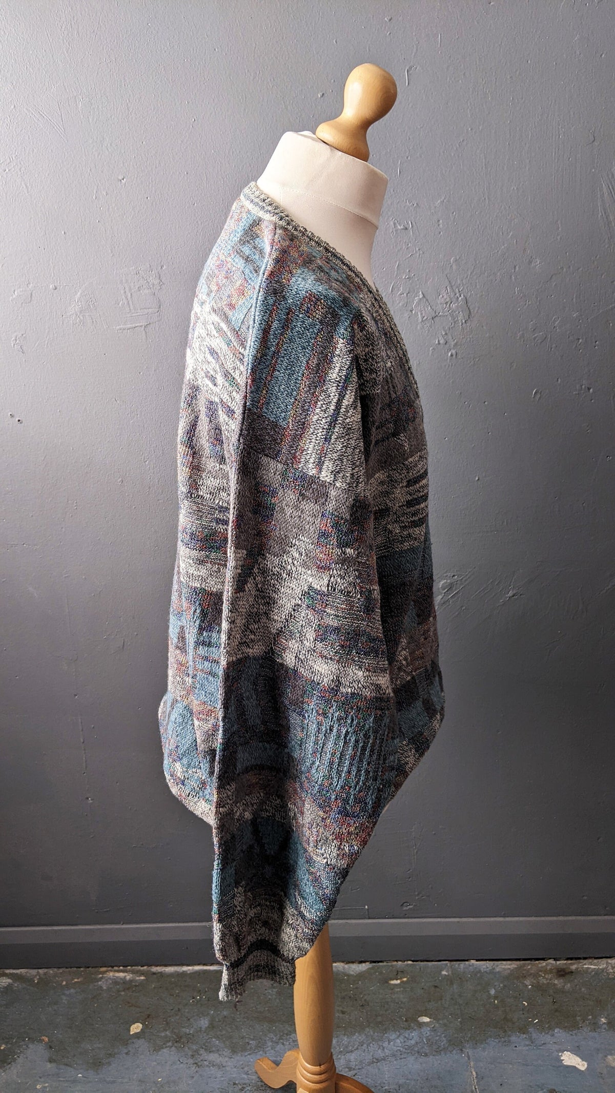Mens 80s V Neck Jumper by Coletti Studio, Wool Blend Knit Pullover, 54 Chest