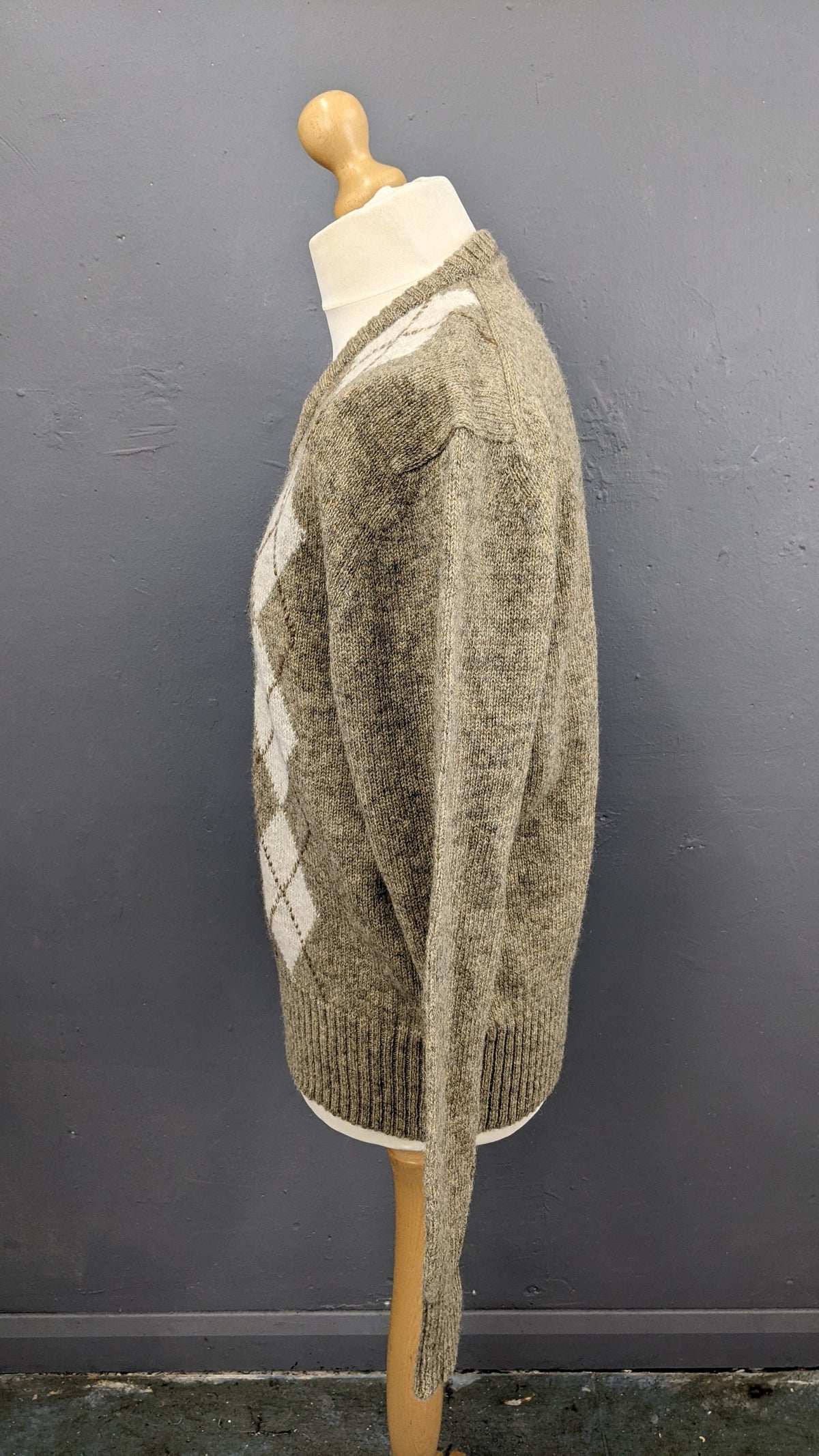 70s Shetland Wool Argyle Jumper, Monsieur Pierre Knitwear, Chest 44 46
