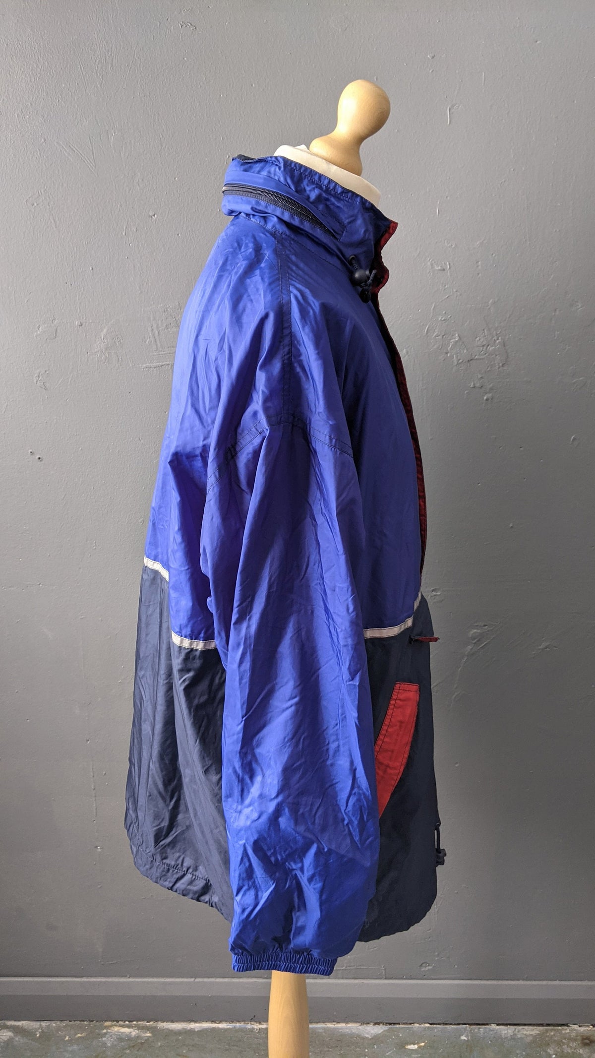 90s Pullover Windbreaker, Lightweight Rain Coat with Hood, Size Large XL