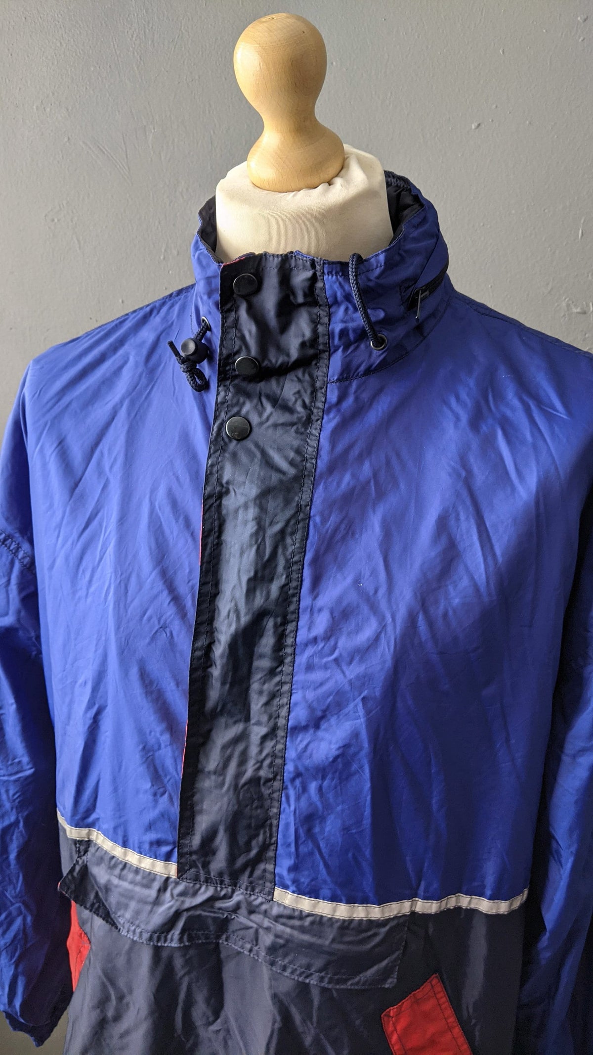 90s Pullover Windbreaker, Lightweight Rain Coat with Hood, Size Large XL