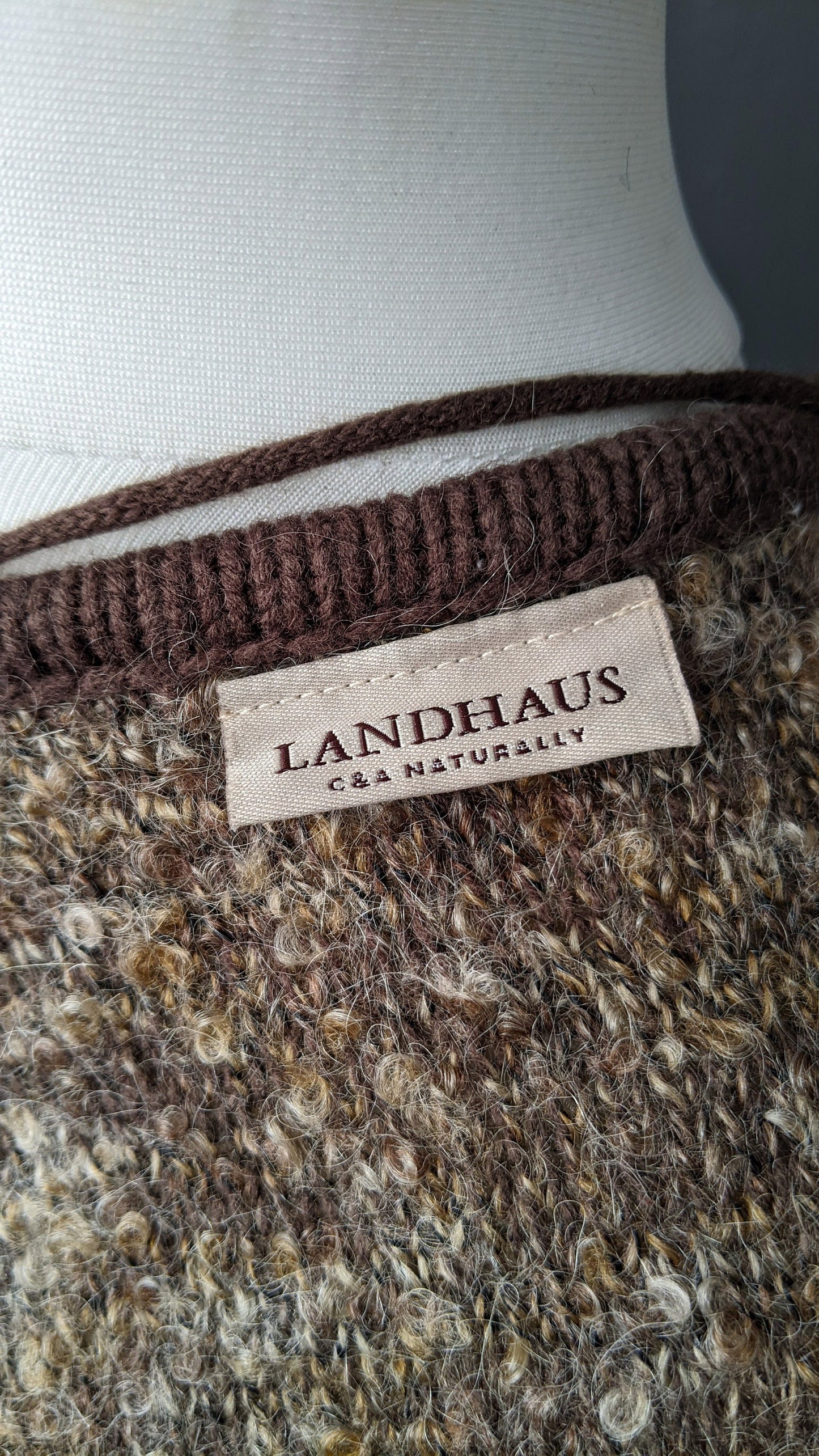 90s Landhaus Cardigan Vest, Trachten Knitwear, Garden 3D Knit, Size Medium
