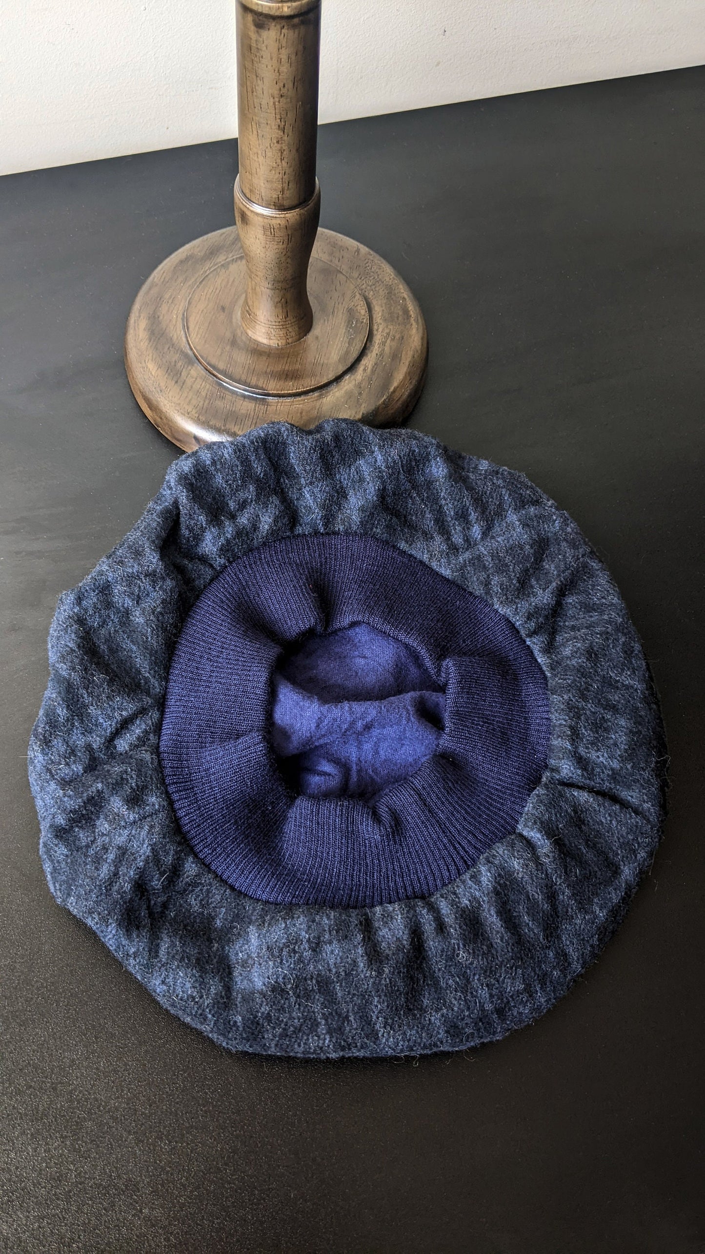 80s Tartan Tam Cap, Oversized Felt Beret, Size Medium Large