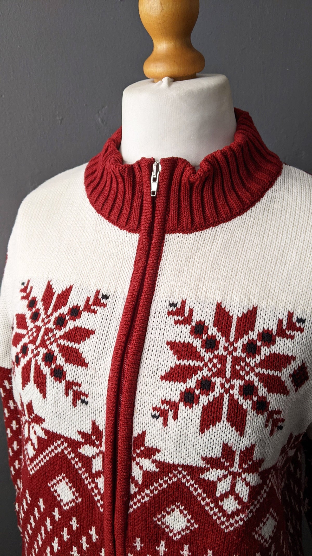 Y2k Norwegian Zip Cardigan by Laura Kent, Scandinavian Kofter, Size Large