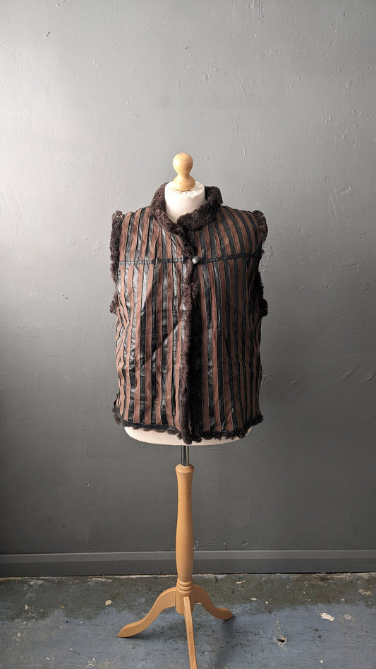 80s Sheepskin Leather Gilet, Tarja Niskanen Bodywarmer, Plus Size Large XL