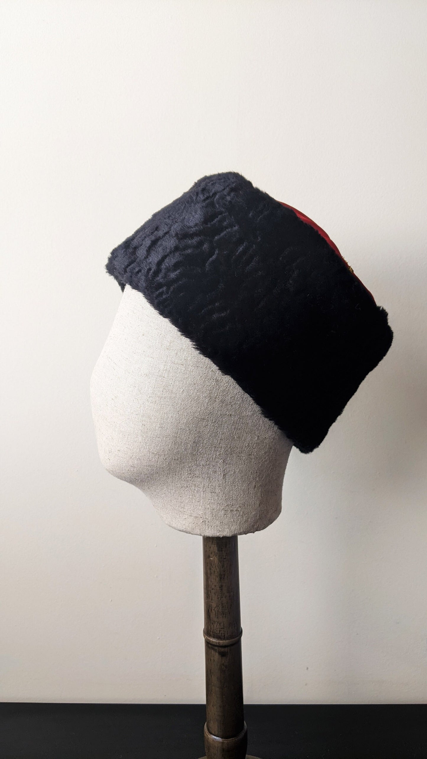 Cossack Faux Astrakhan Fur Hat, Russian Costume Headwear, Medium Size