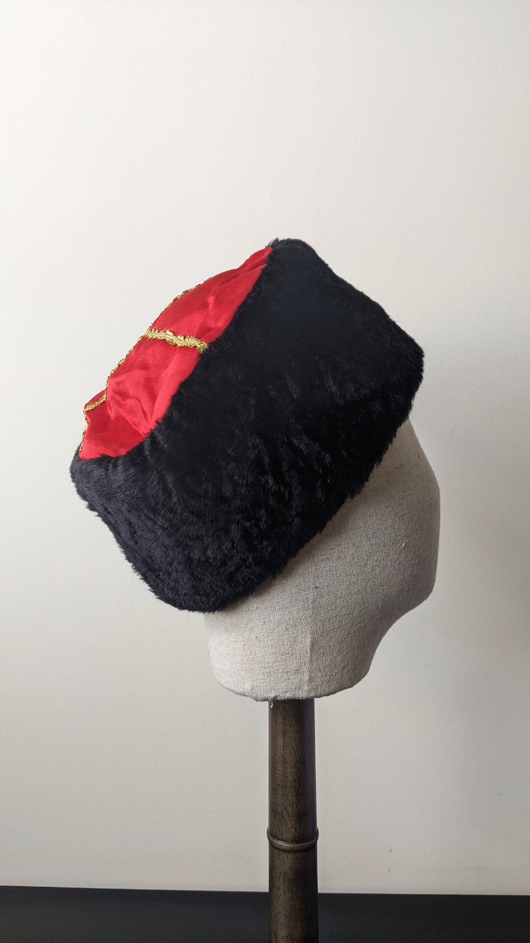 Cossack Faux Astrakhan Fur Hat, Russian Costume Headwear, Medium Size