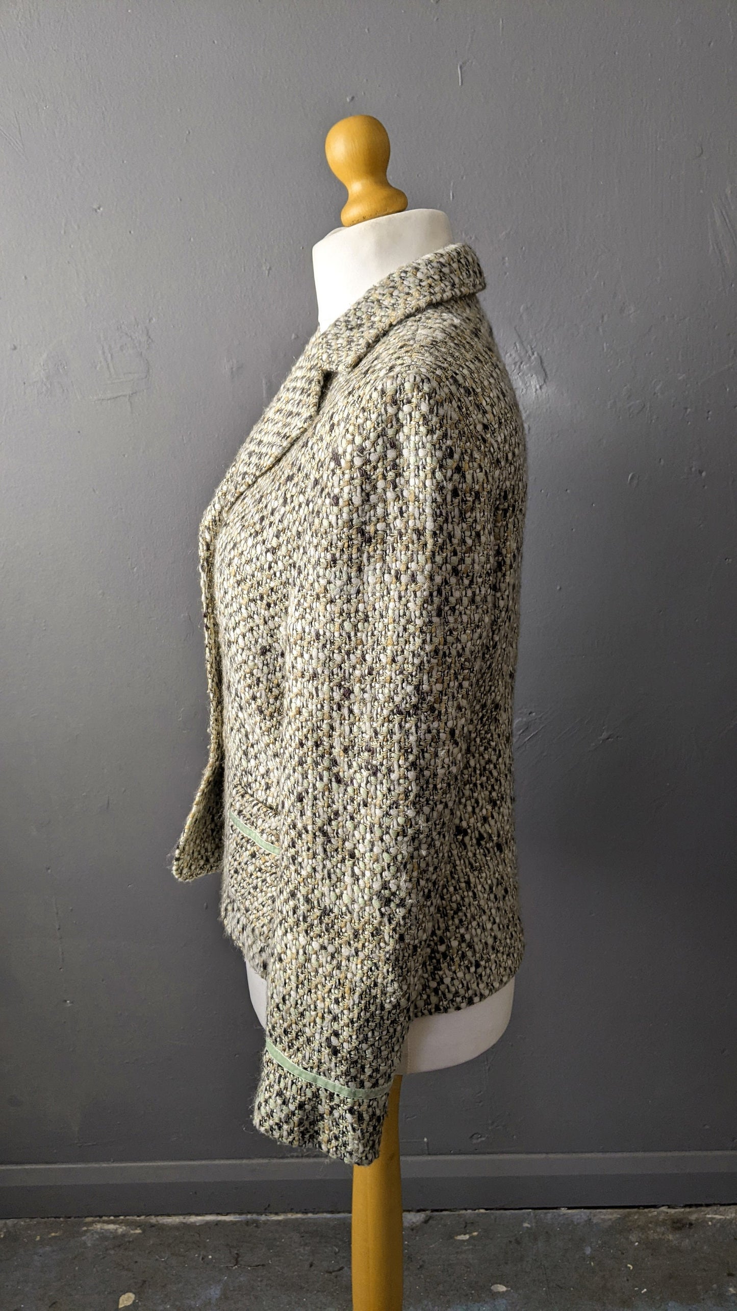 90s Spring Green Wool Jacket by Gerry Weber, Smart Fitted Blazer, Size Medium