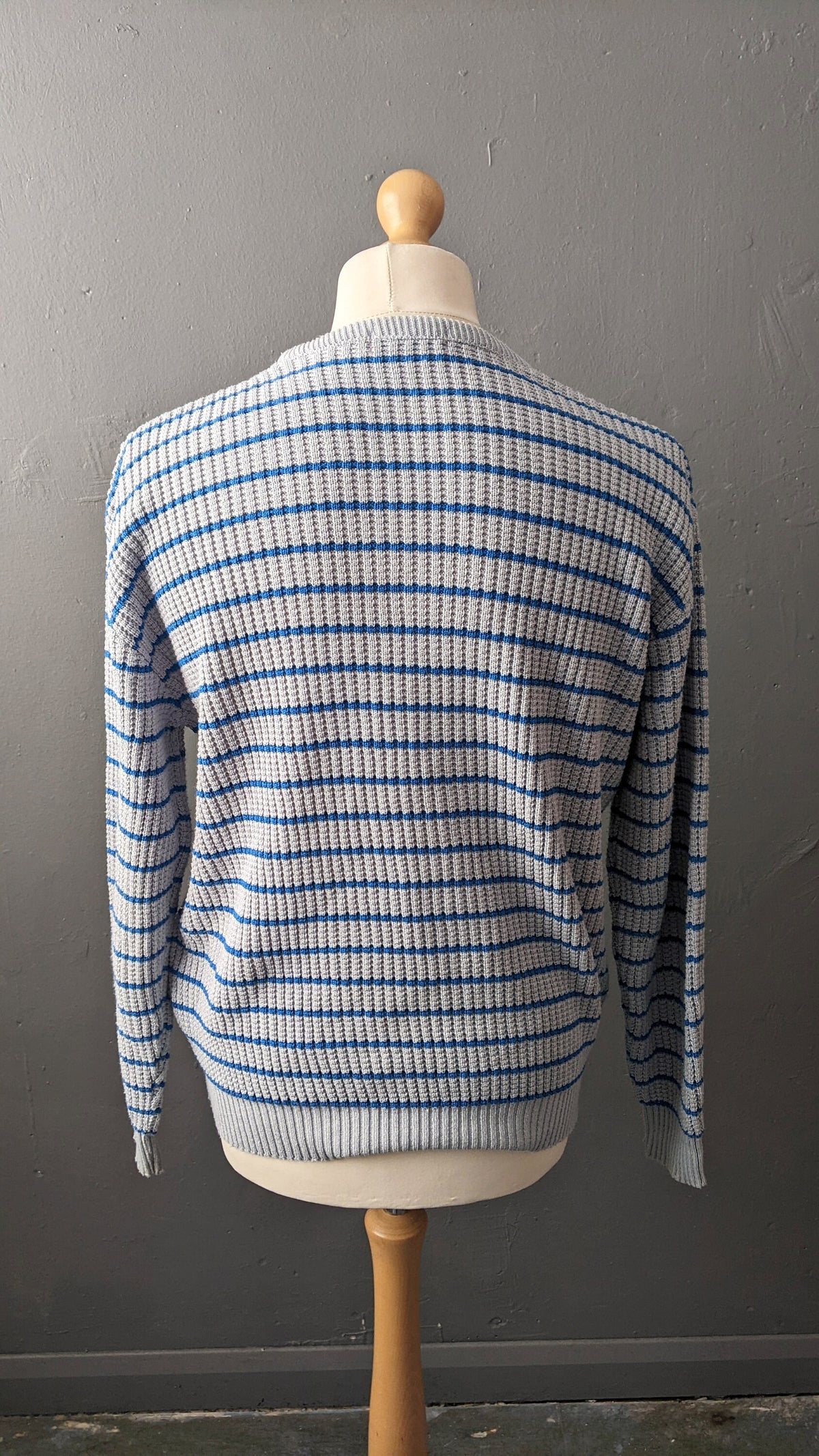 80s Blue Stripe Jumper by UCLA, Size Large