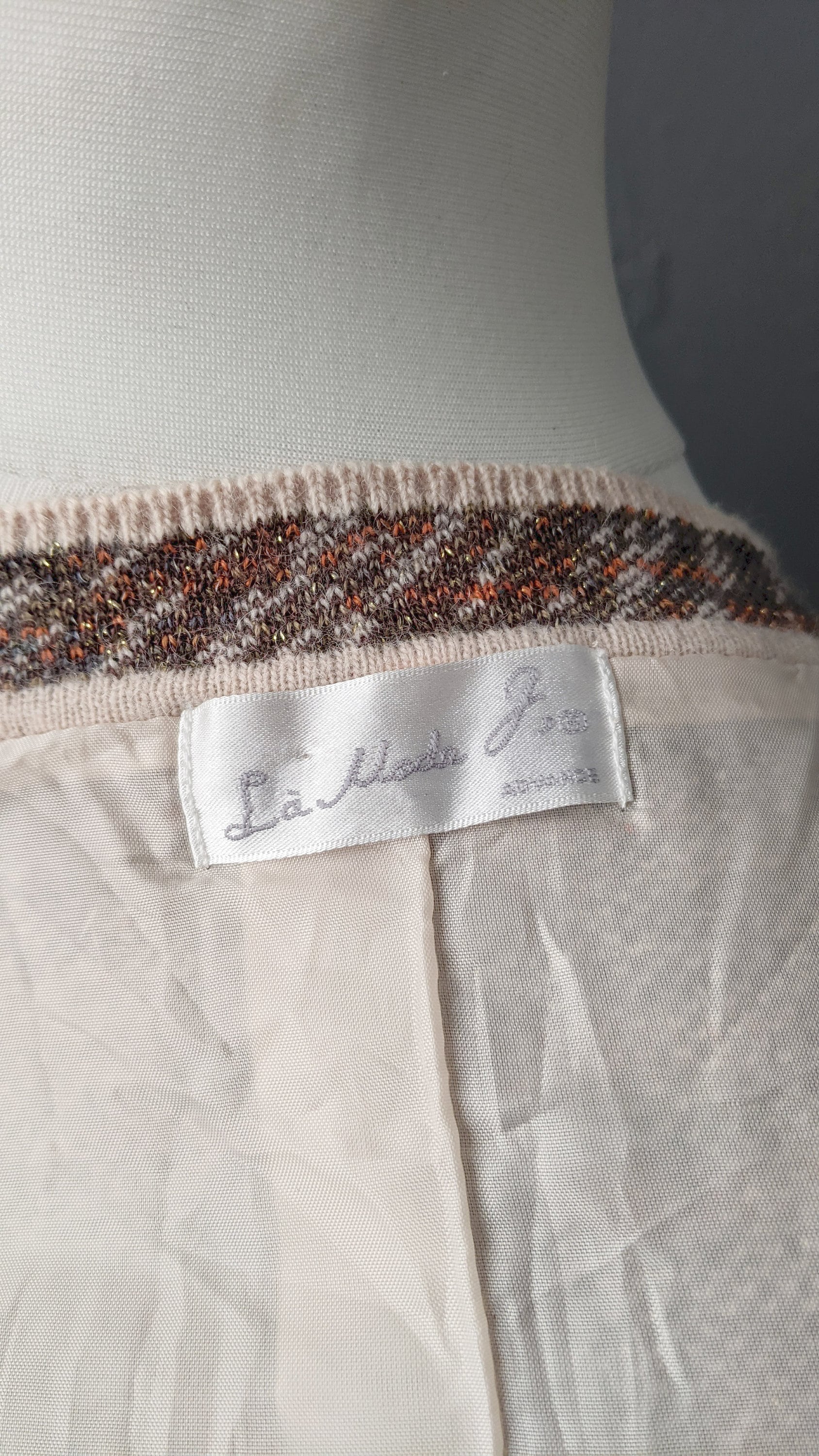 90s Wool Blend Knit Cardigan, Coatigan with Metallic Gold Scribbles, Size Large
