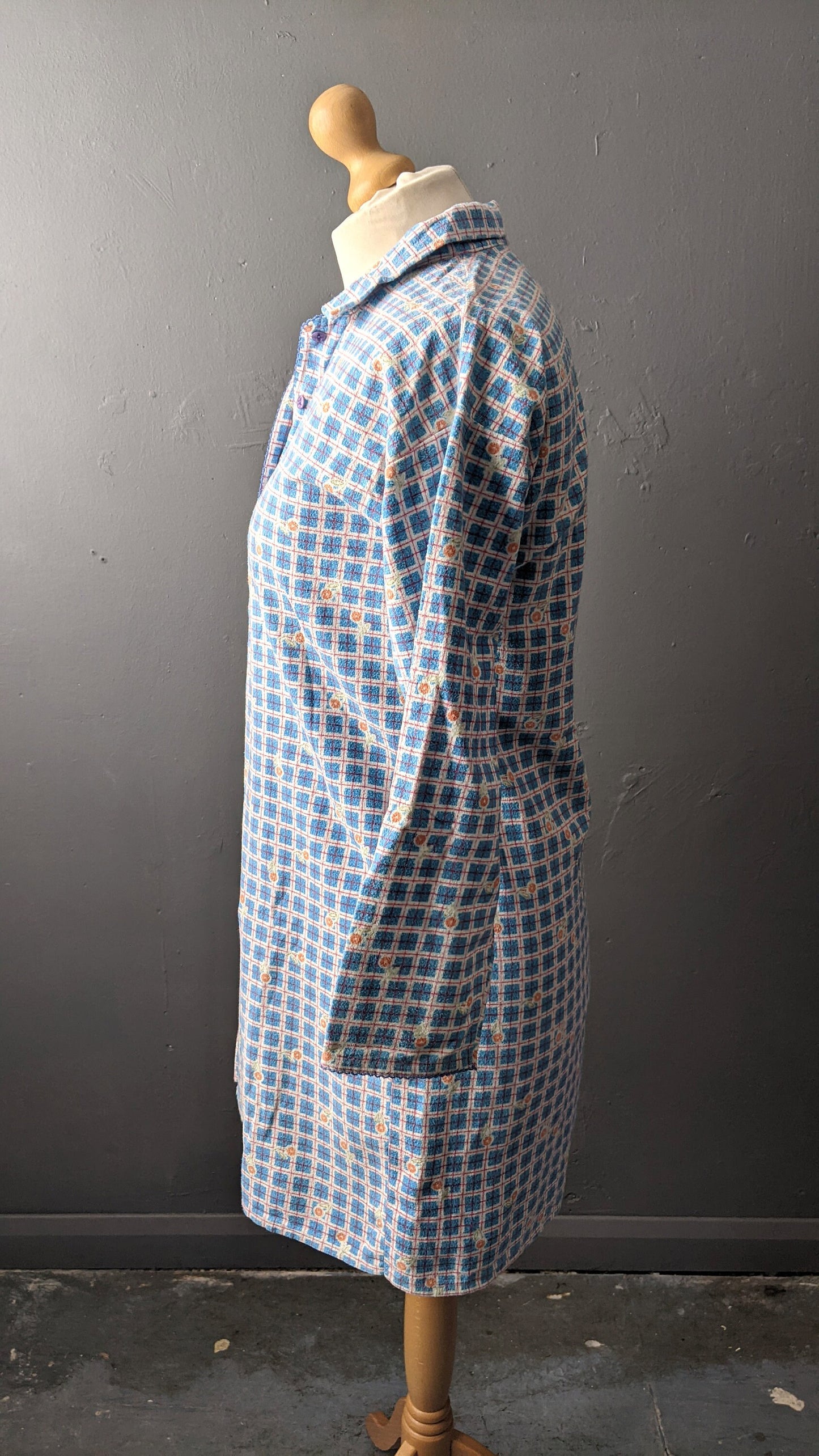 Cotton Flannel Night Shirt, Vintage Bed Shirt, Size Medium