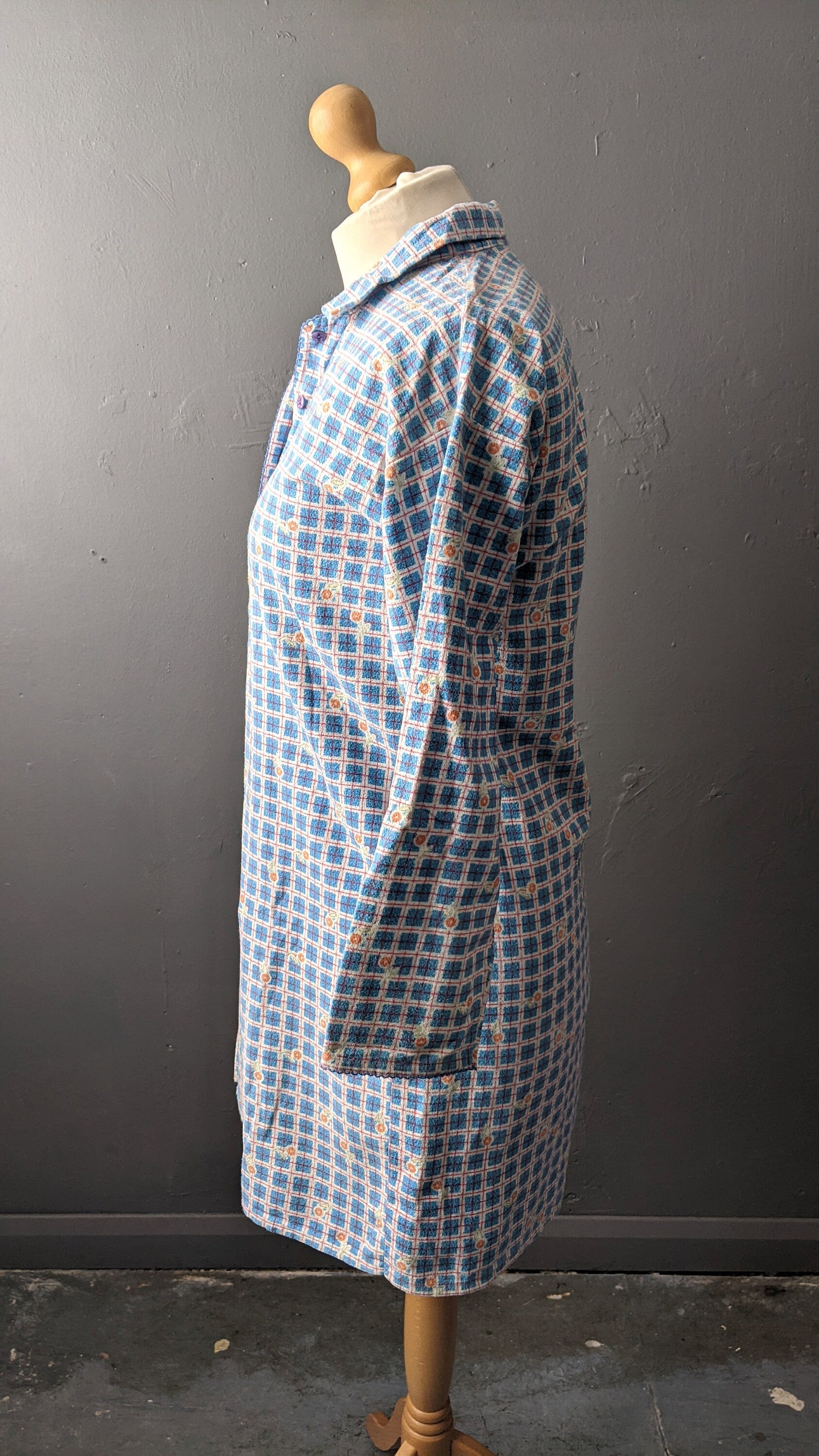 Cotton Flannel Night Shirt, Vintage Bed Shirt, Size Medium