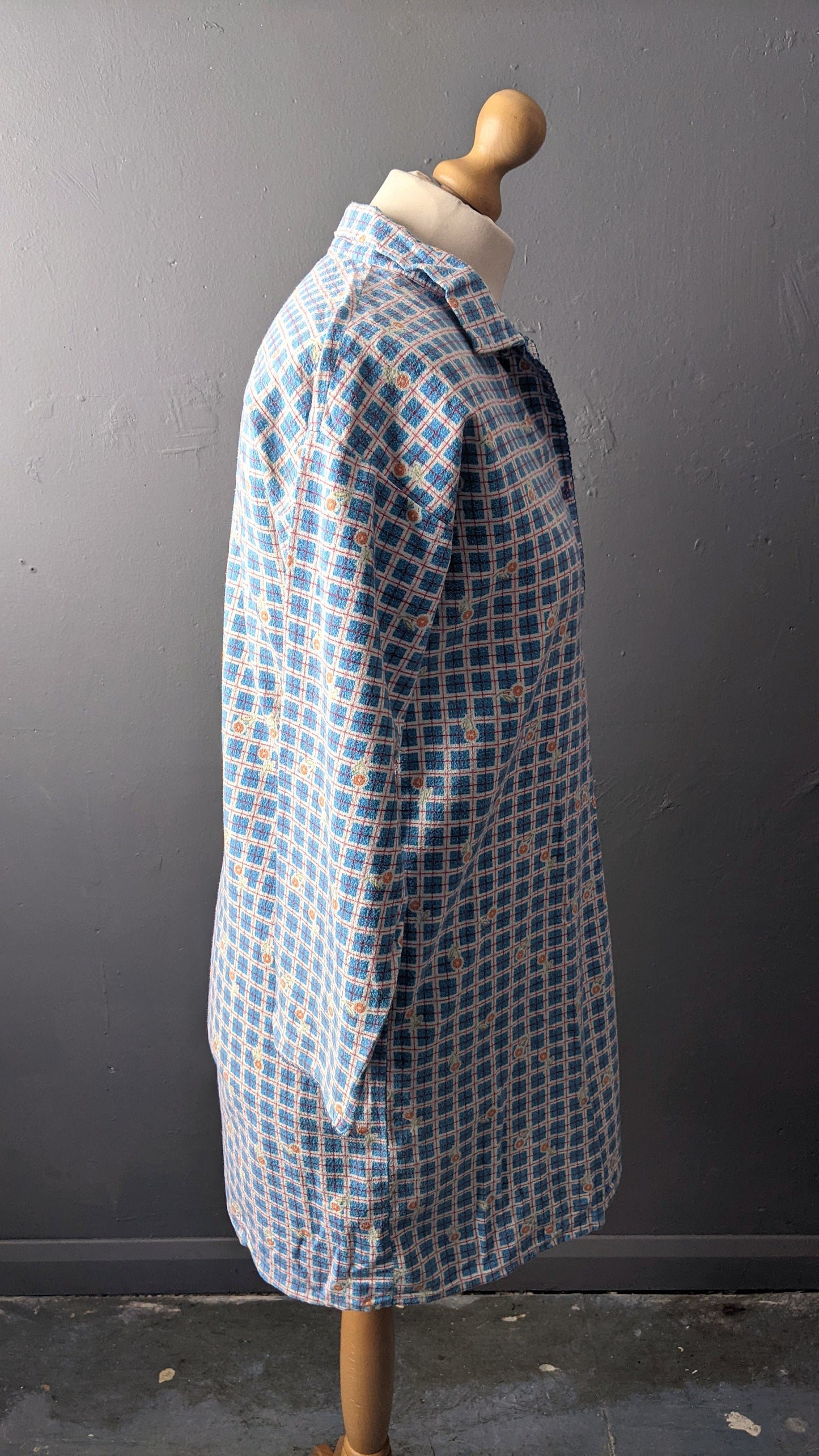 Cotton Flannel Night Shirt, Vintage Bed Shirt, Size Medium