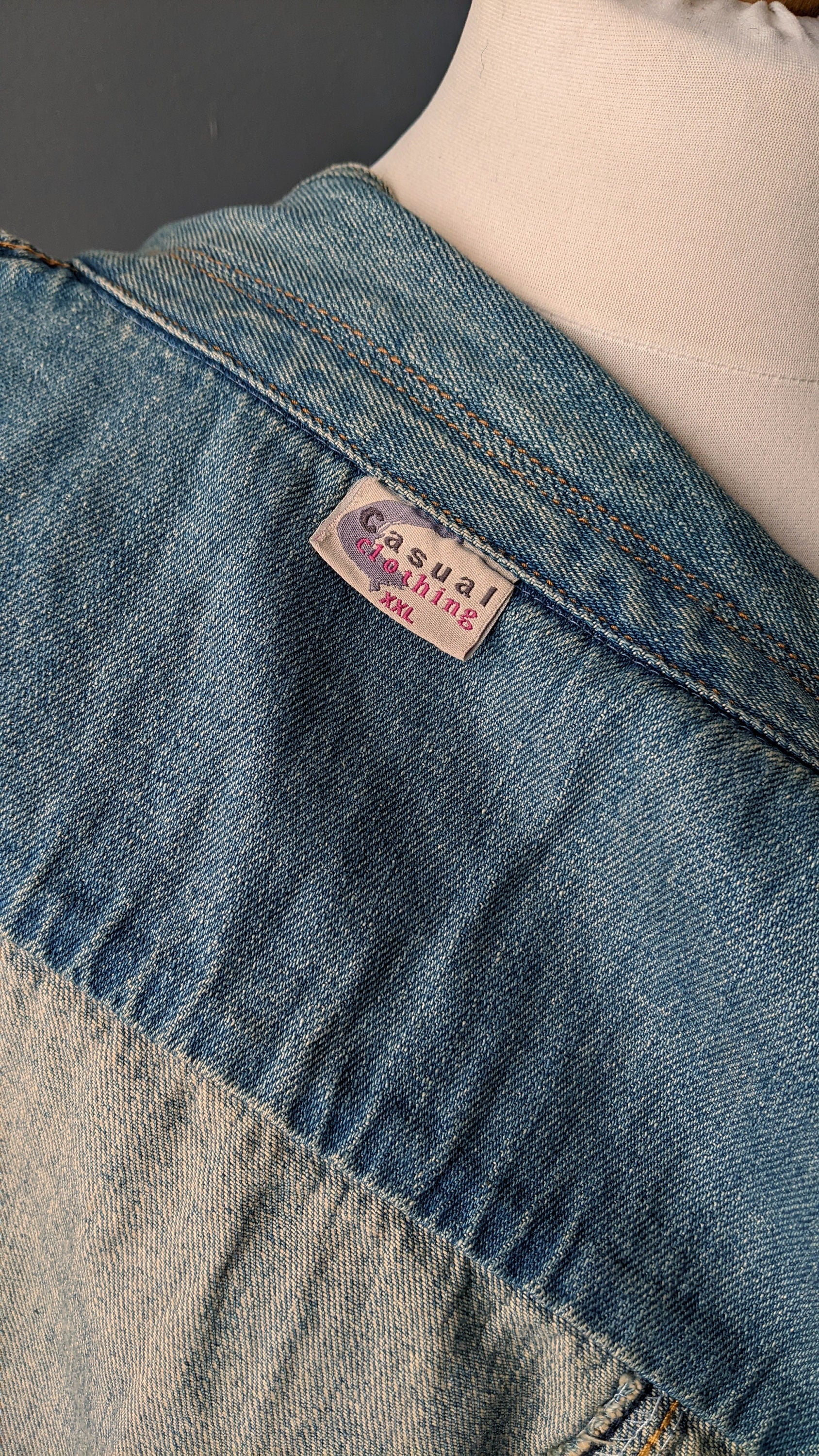 Faded Wash Denim Vest, Vintage 90s Sleeveless Jean Jacket, Size Large