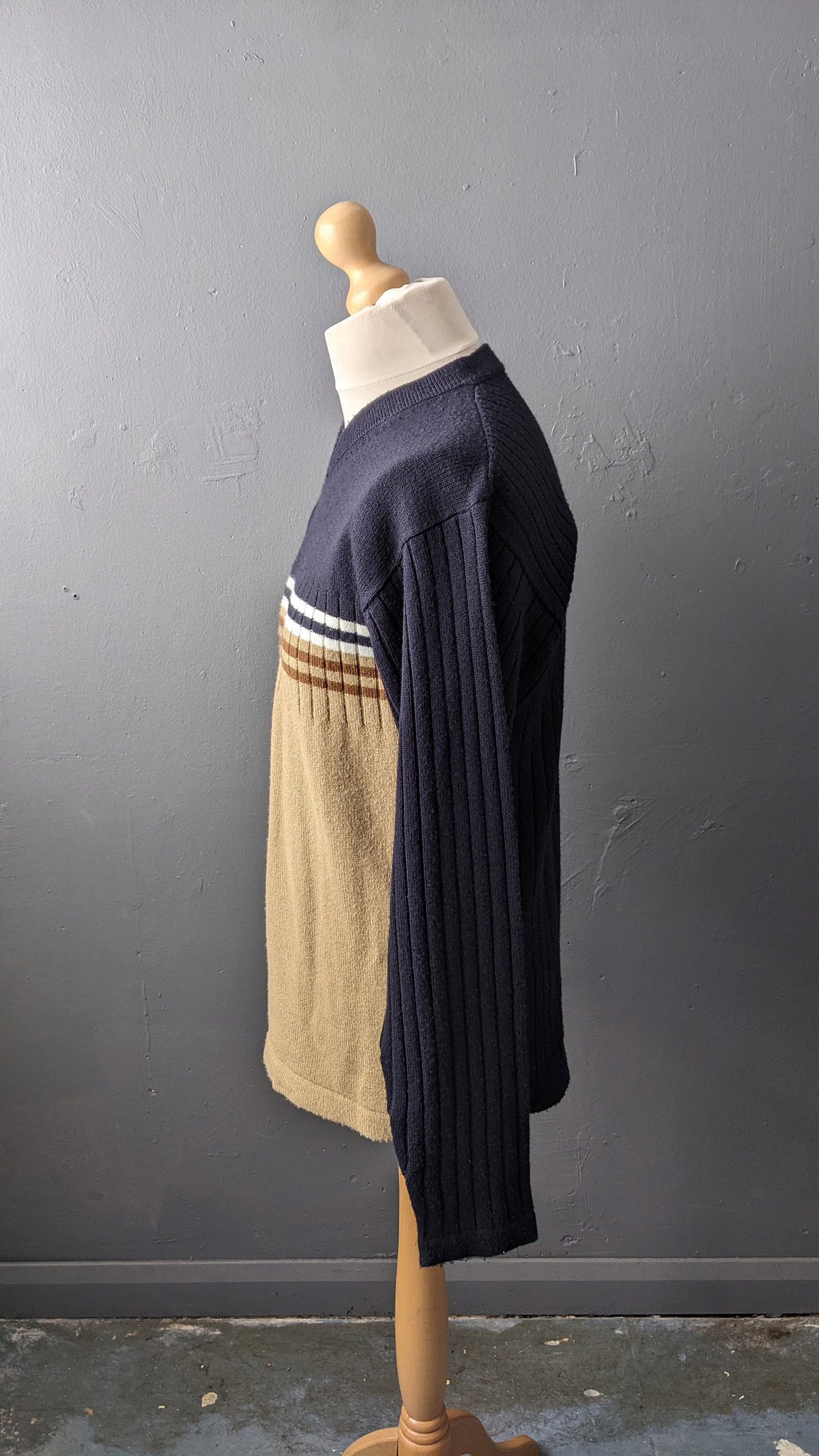 90s Striped Jumper, Preppy Indie Brit Pop Style, Size L