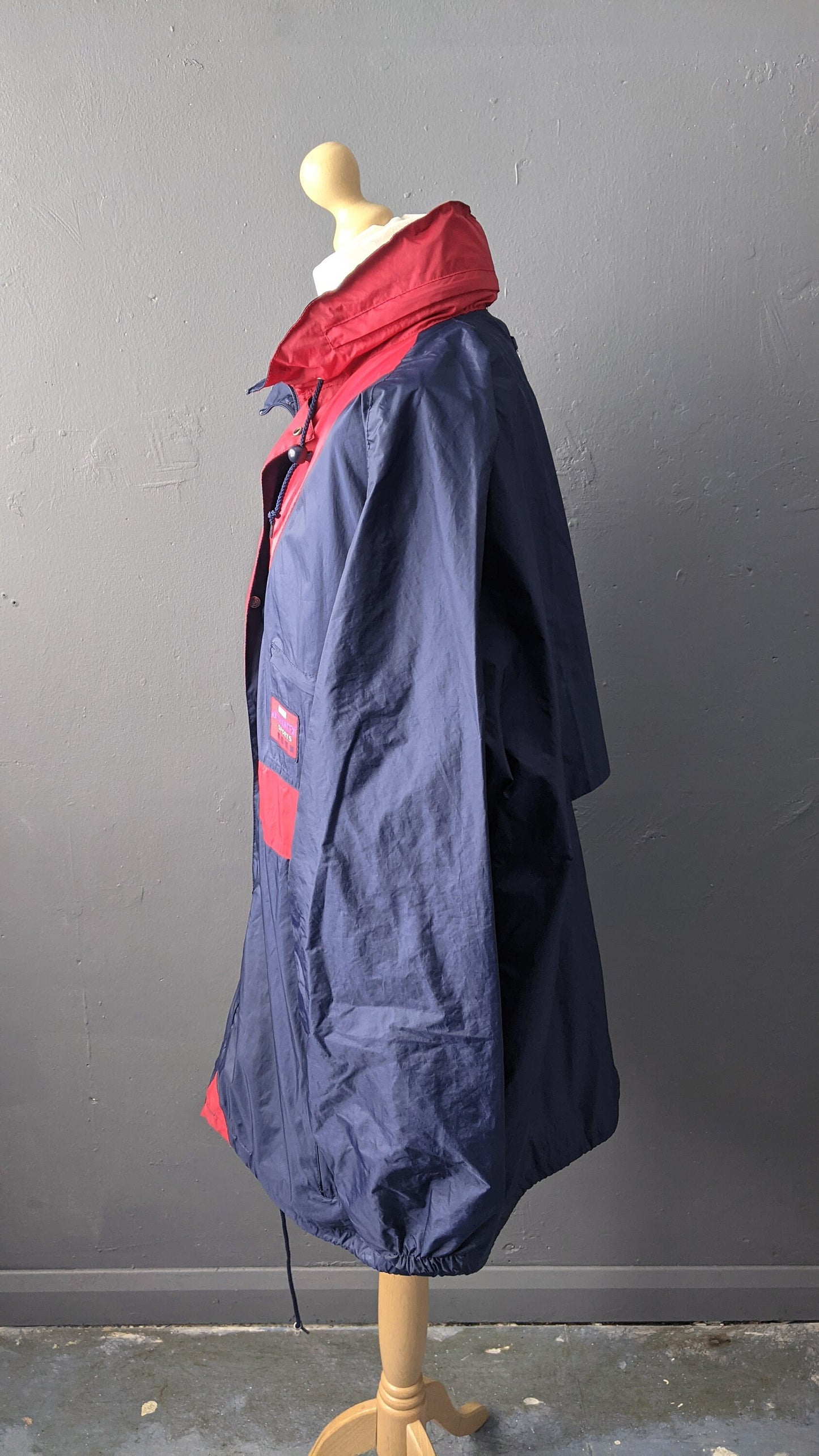 90s Waterproof Windbreaker by Jeantex Sports, Rain Coat with Hood, Size 3XL 56 Chest