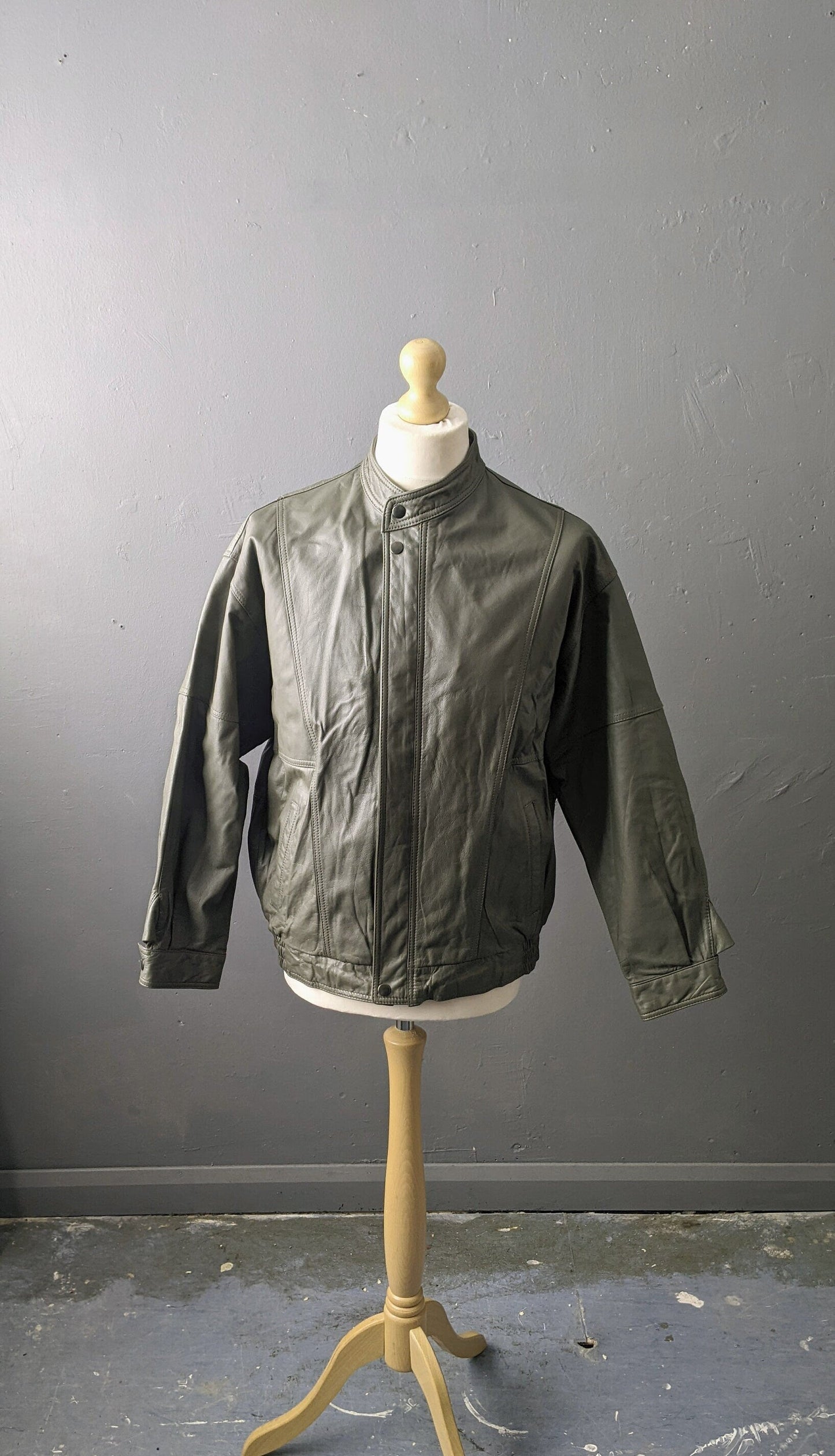 Mens Leather Aviator Jacket by Dannimac, Oversized Slouchy Fit, Size Medium
