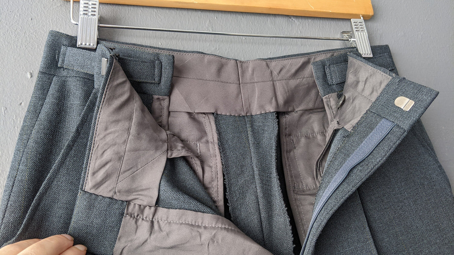 90s Mens Smart Trousers, Adjustable Waistband, Size Small 28 30 Waist