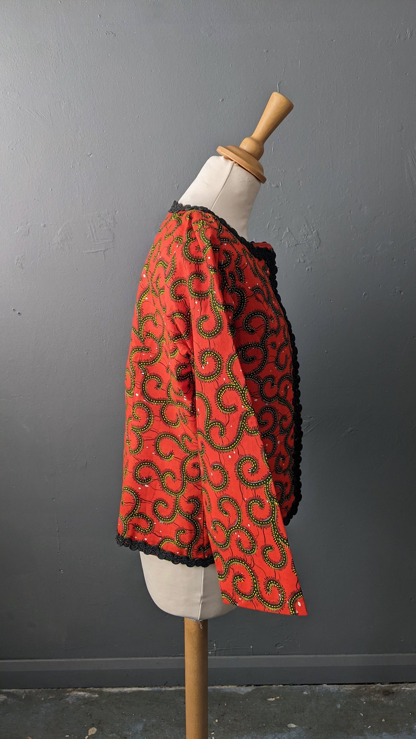 Vintage Ankara Jacket, Cotton Summer Fitted Blazer, Size Small Medium