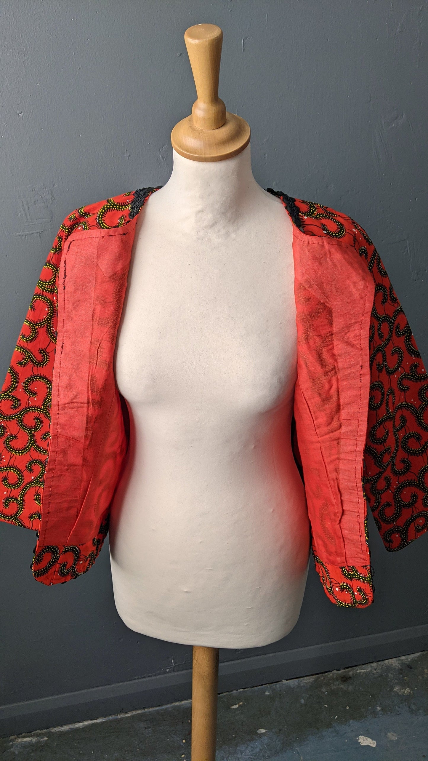 Vintage Ankara Jacket, Cotton Summer Fitted Blazer, Size Small Medium