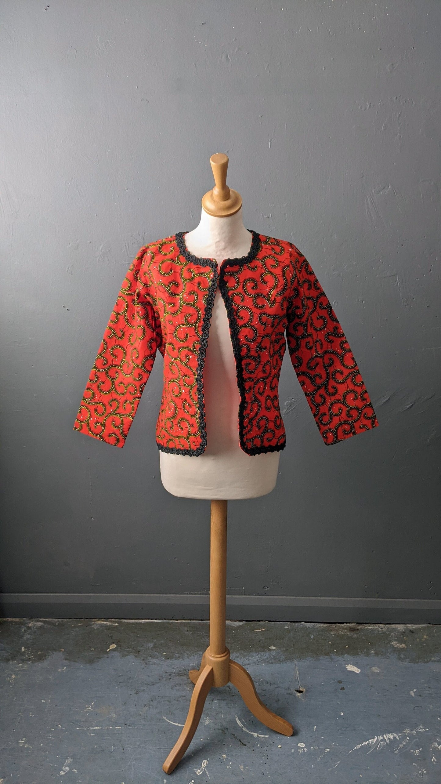 Vintage Ankara Jacket, Cotton Summer Fitted Blazer, Size Small Medium