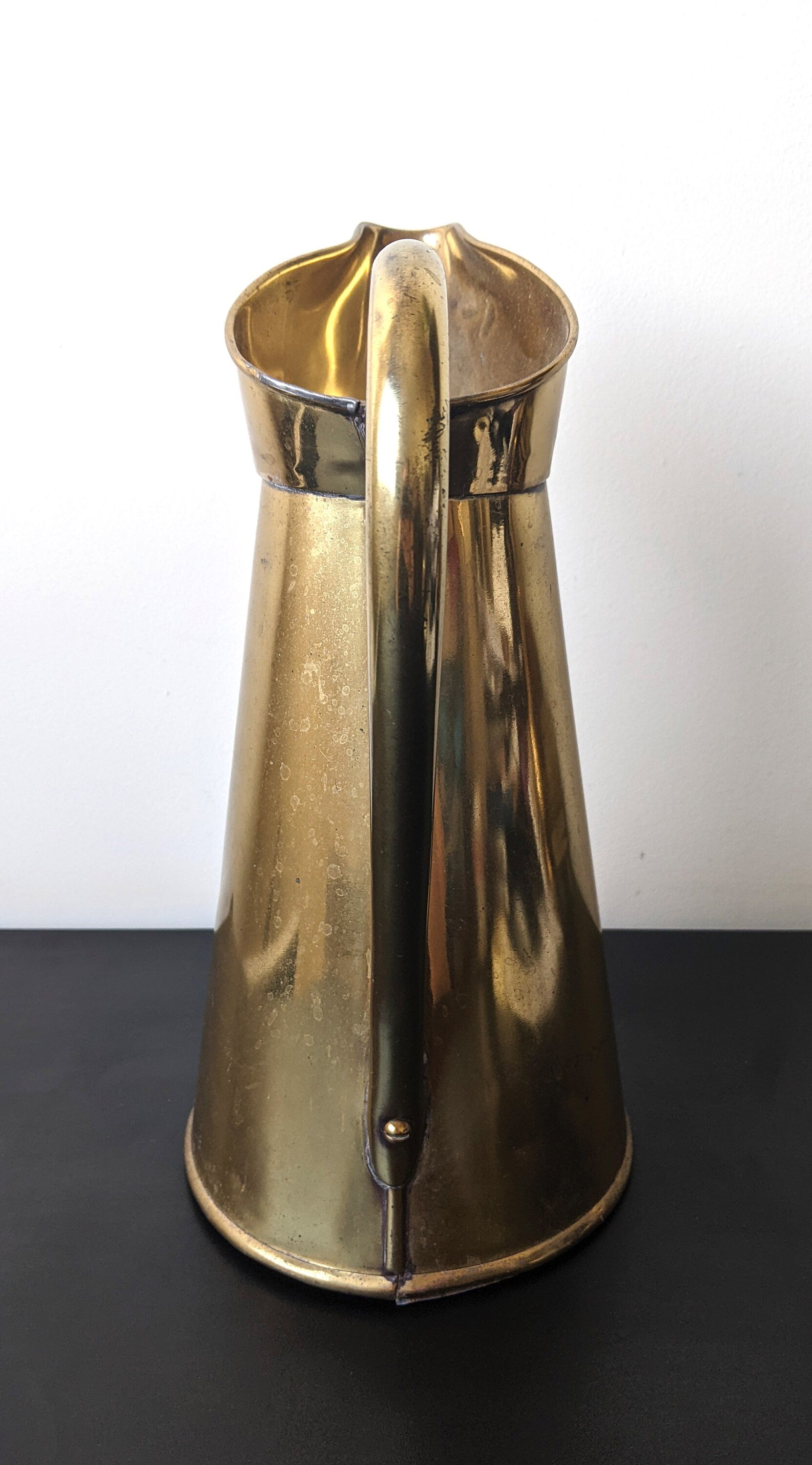 Antique Brass Ewer Jug by John Marston, Large Victorian Metal Pitcher