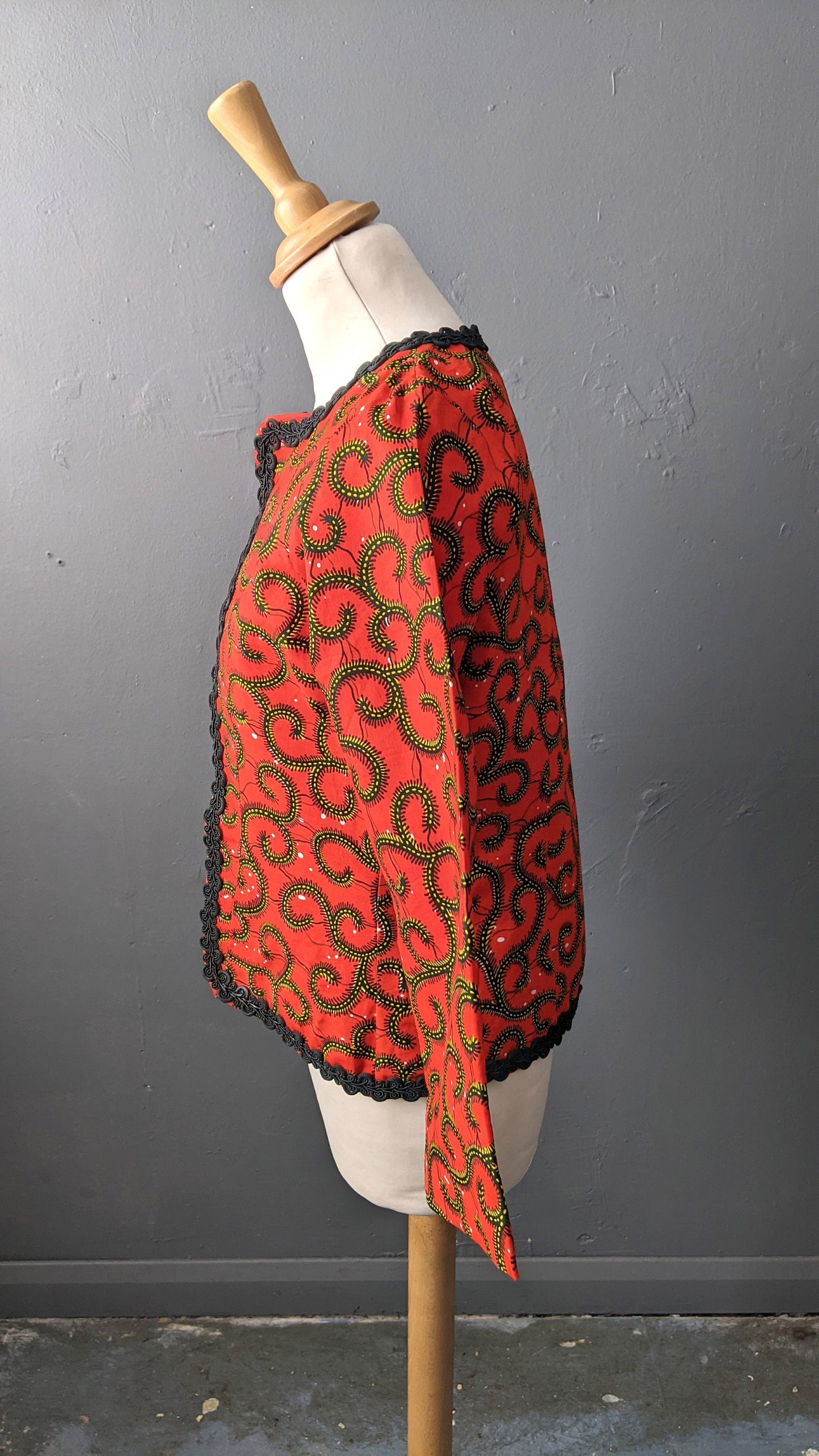 Vintage Ankara Jacket, Cotton Summer Fitted Blazer, Size Small Medium