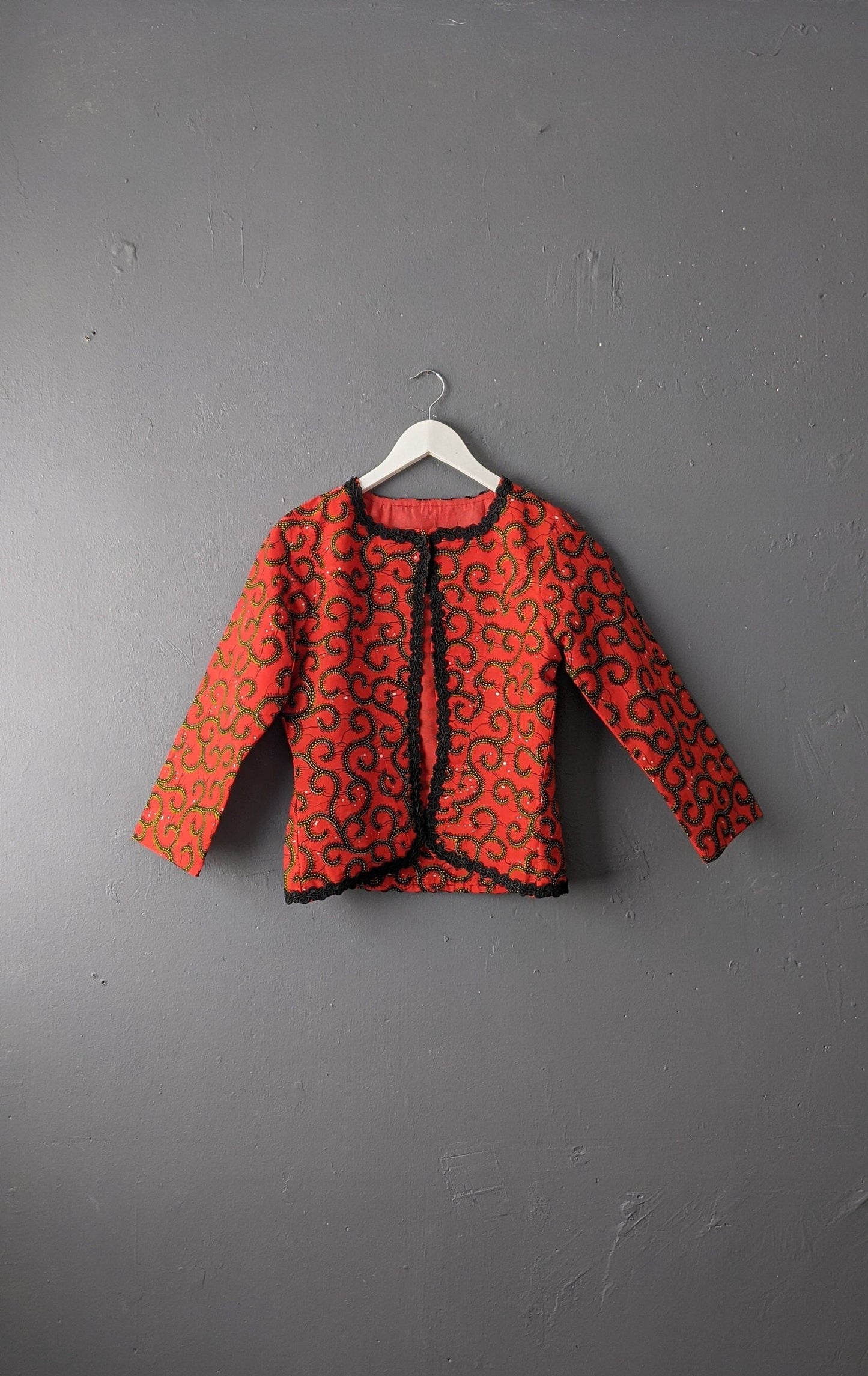 Vintage Ankara Jacket, Cotton Summer Fitted Blazer, Size Small Medium