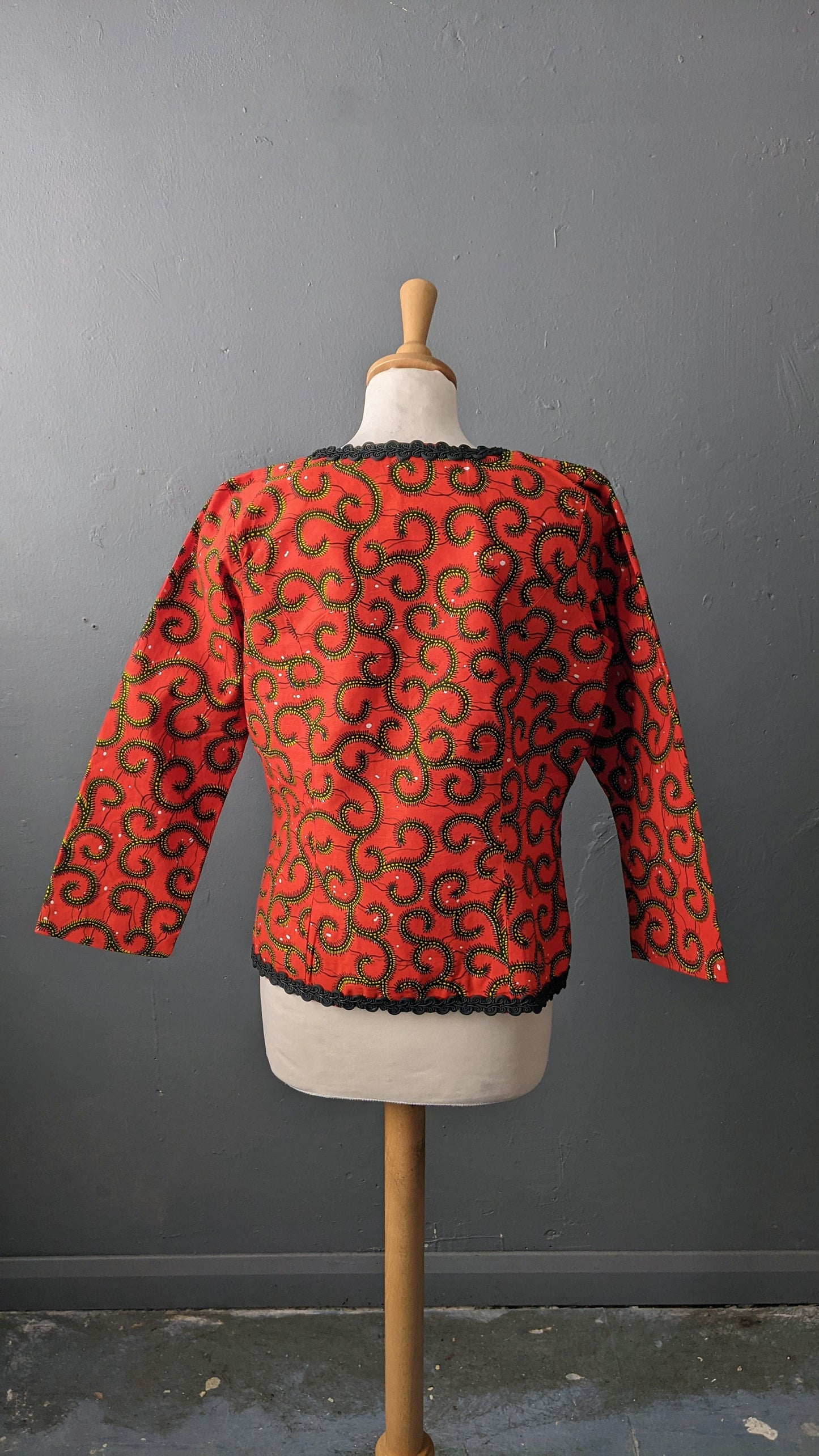 Vintage Ankara Jacket, Cotton Summer Fitted Blazer, Size Small Medium