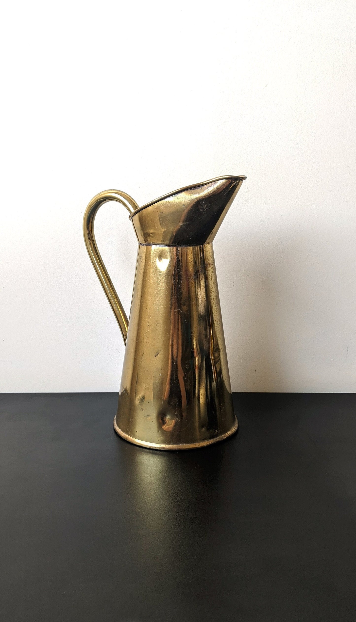 Antique Brass Ewer Jug by John Marston, Large Victorian Metal Pitcher