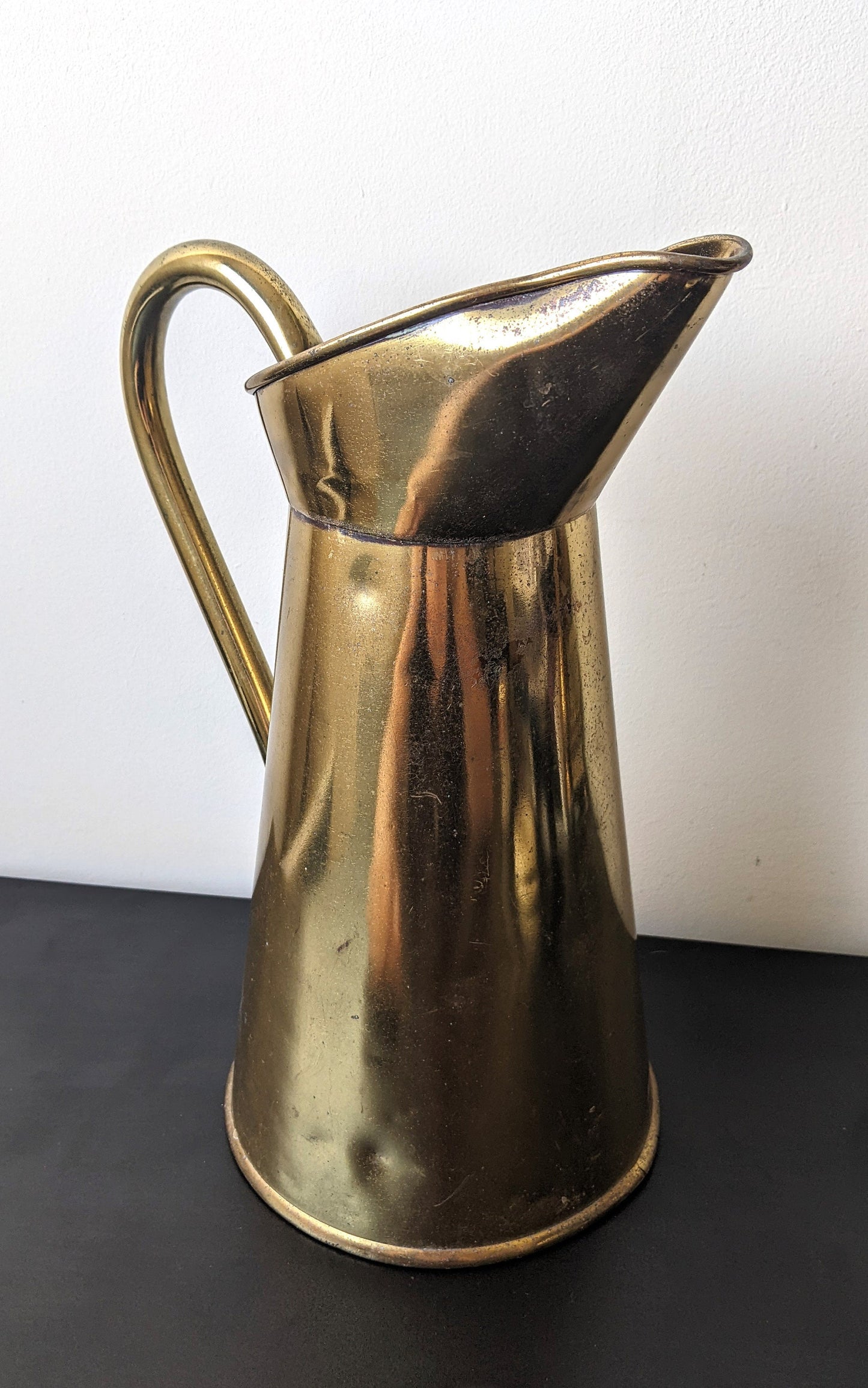 Antique Brass Ewer Jug by John Marston, Large Victorian Metal Pitcher