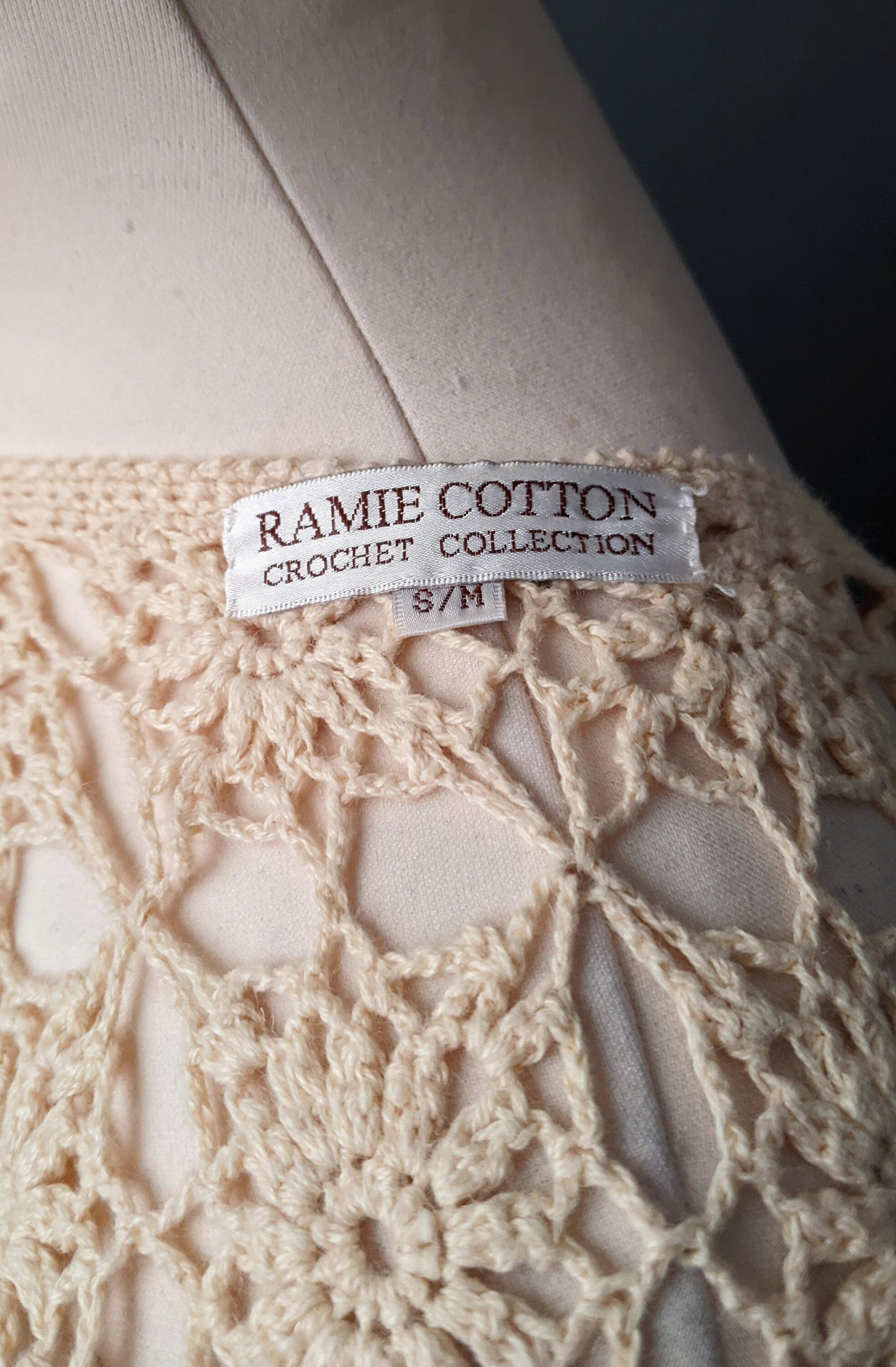 Vintage Crochet Vest, 90s Sleeveless Cardigan, Size Small