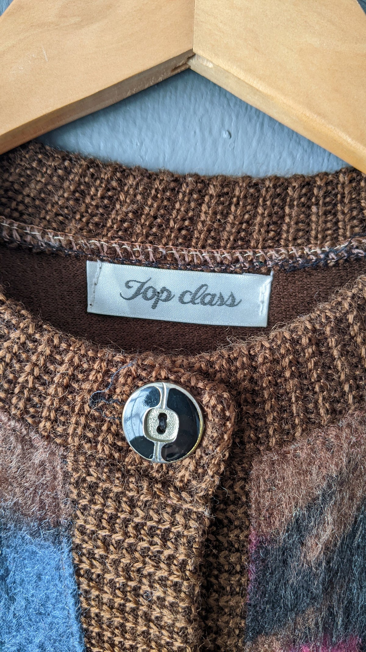 80s Granny Cardigan with Pockets, Furry Kitsch Japanese Vintage, Size Medium