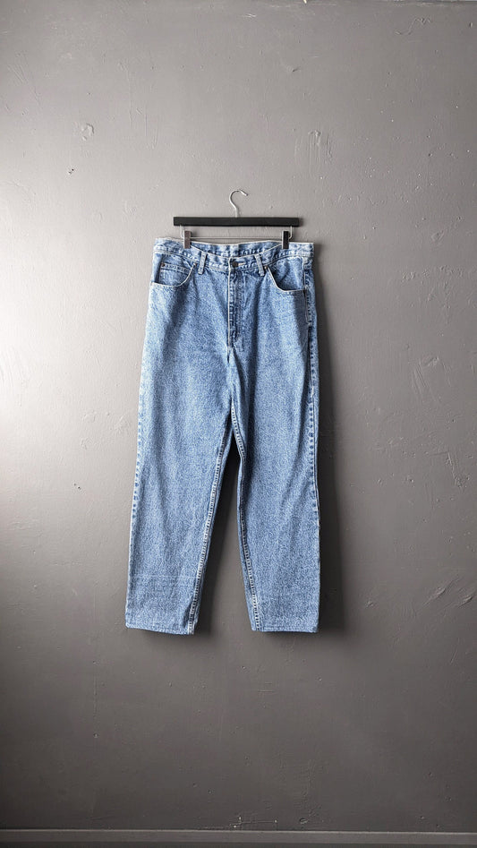 Mens 80s Acid Wash Jeans, Vintage Stonewash Denim, 38 Waist XL
