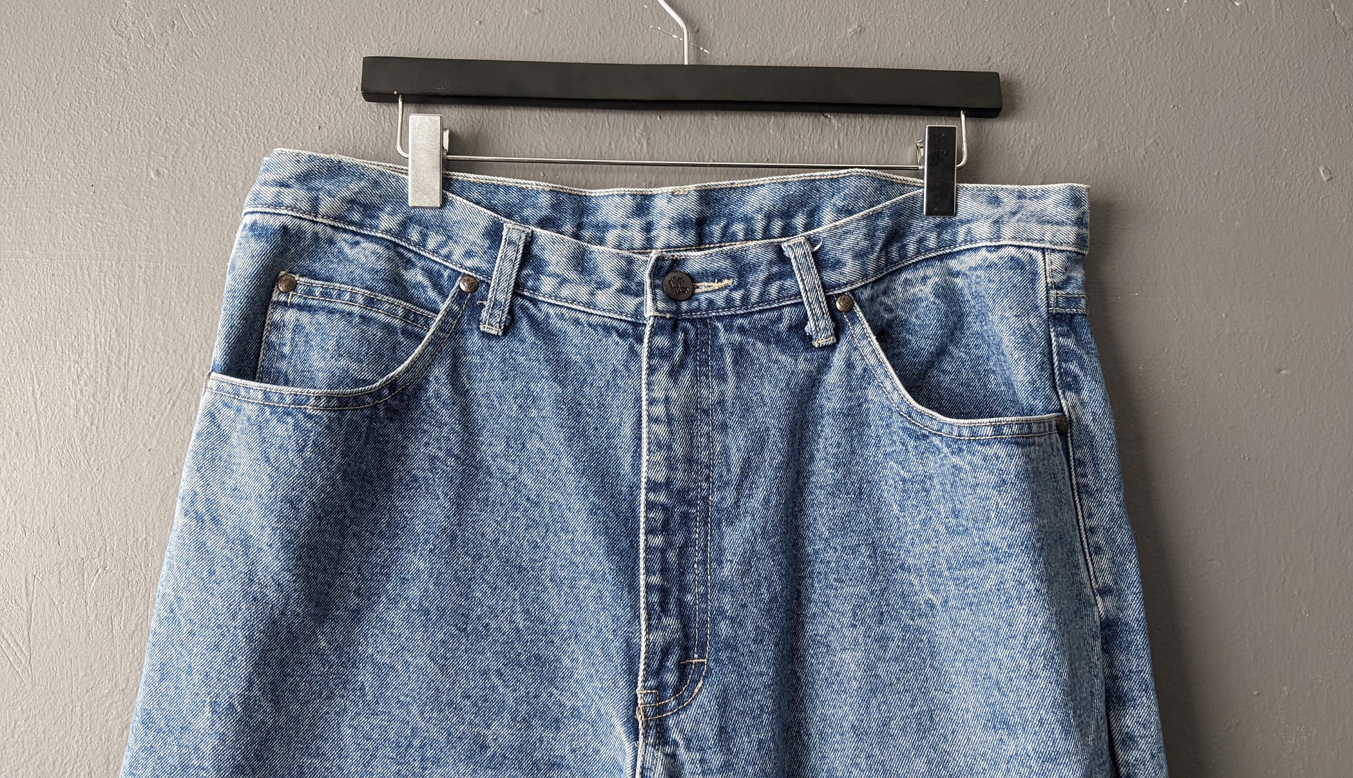 Mens 80s Acid Wash Jeans, Vintage Stonewash Denim, 38 Waist XL
