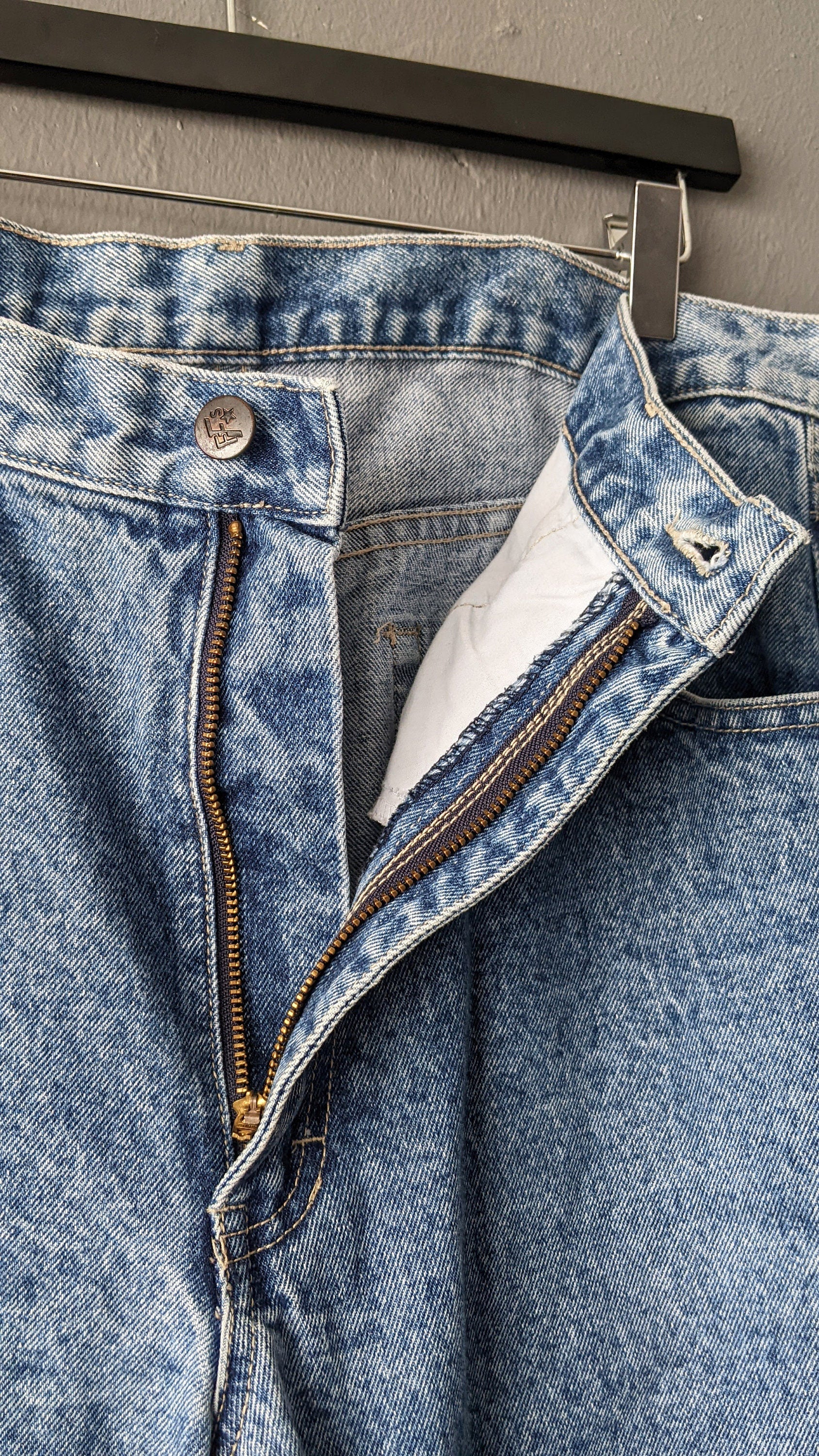 Mens 80s Acid Wash Jeans, Vintage Stonewash Denim, 38 Waist XL