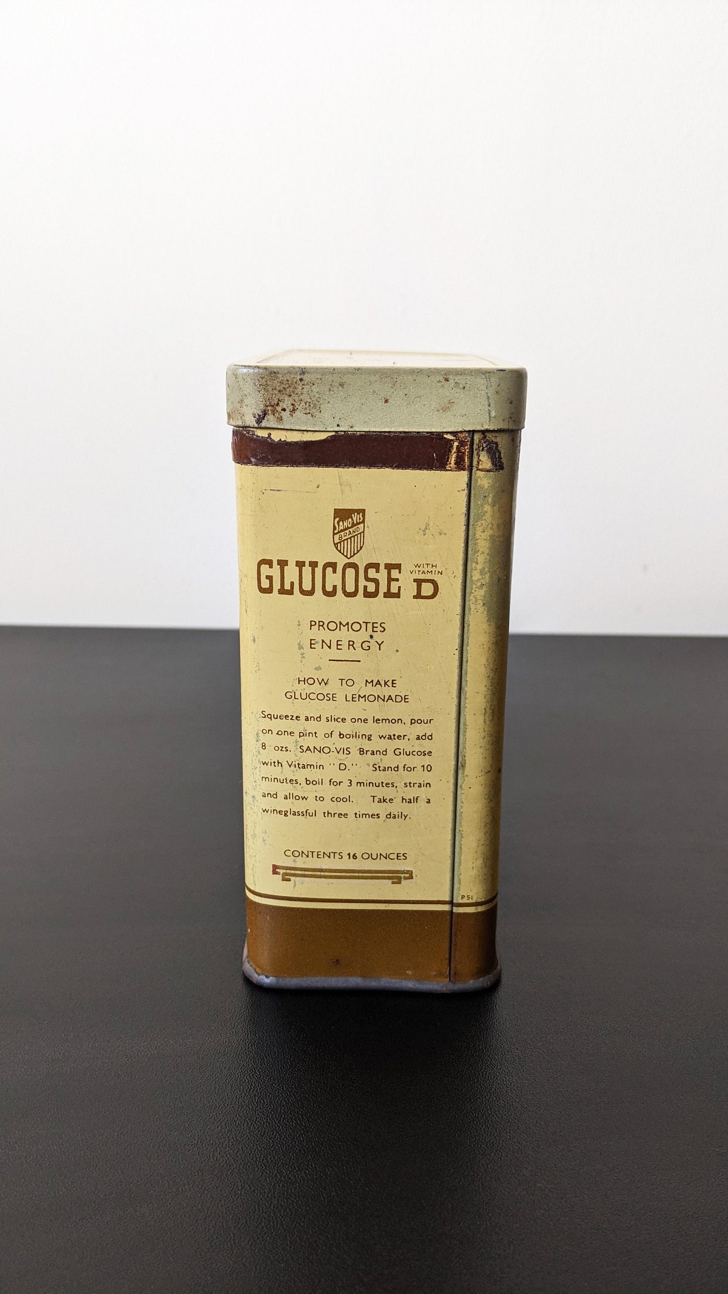 Vintage Glucose D Tin by Sano-Vis Wigglesworth Ltd, British Litho Advertising