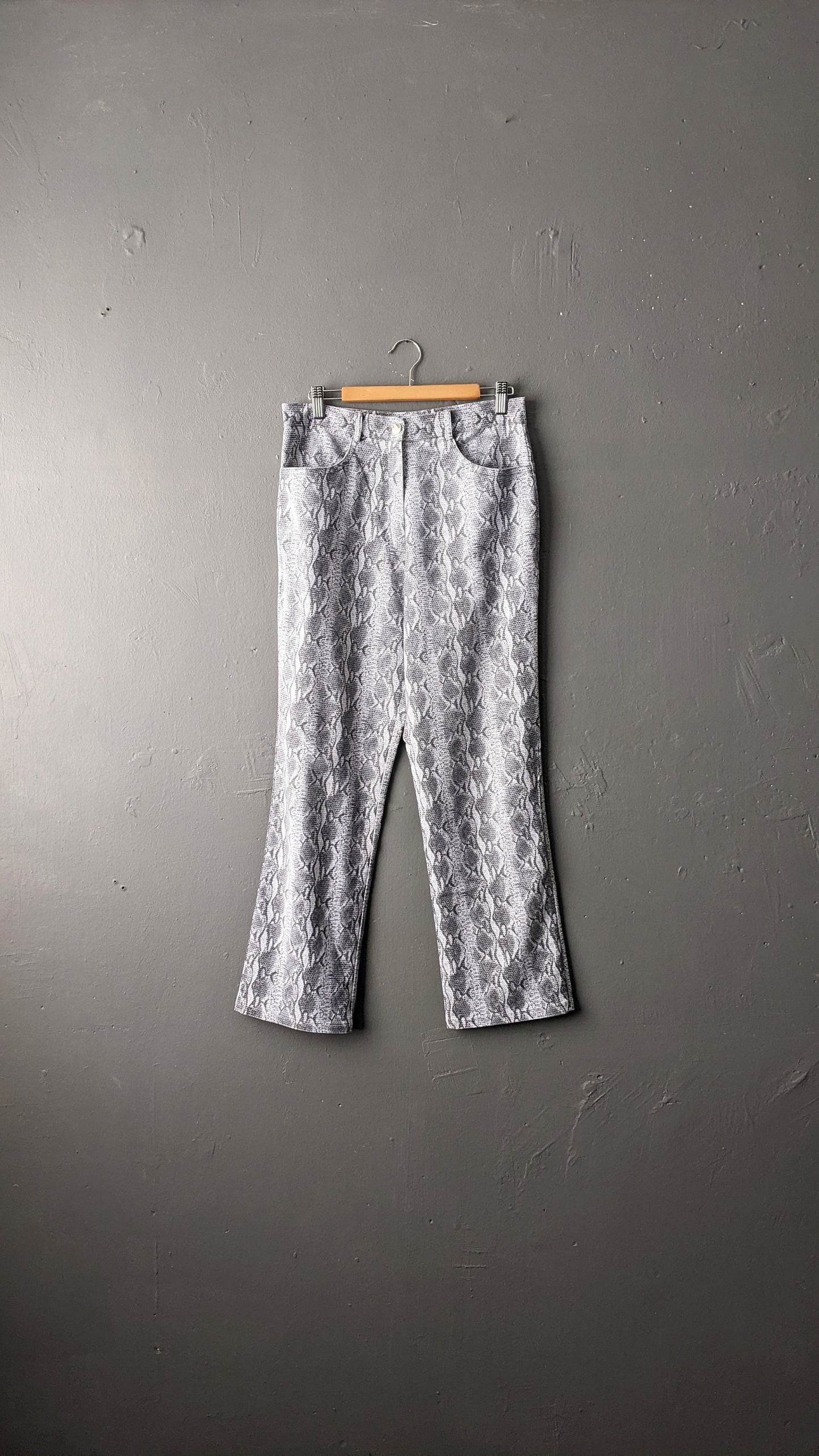 90s Snakeskin Print Jeans, Reptile Scales Trousers, Size Medium