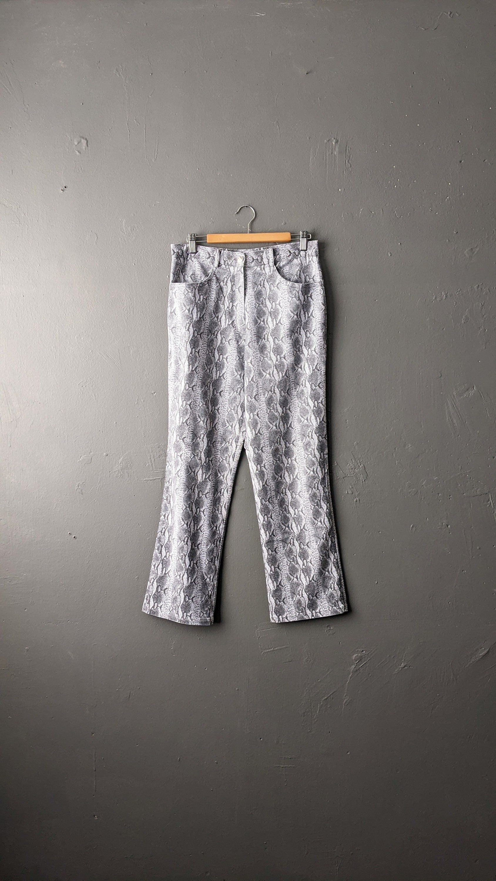 90s Snakeskin Print Jeans, Reptile Scales Trousers, Size Medium