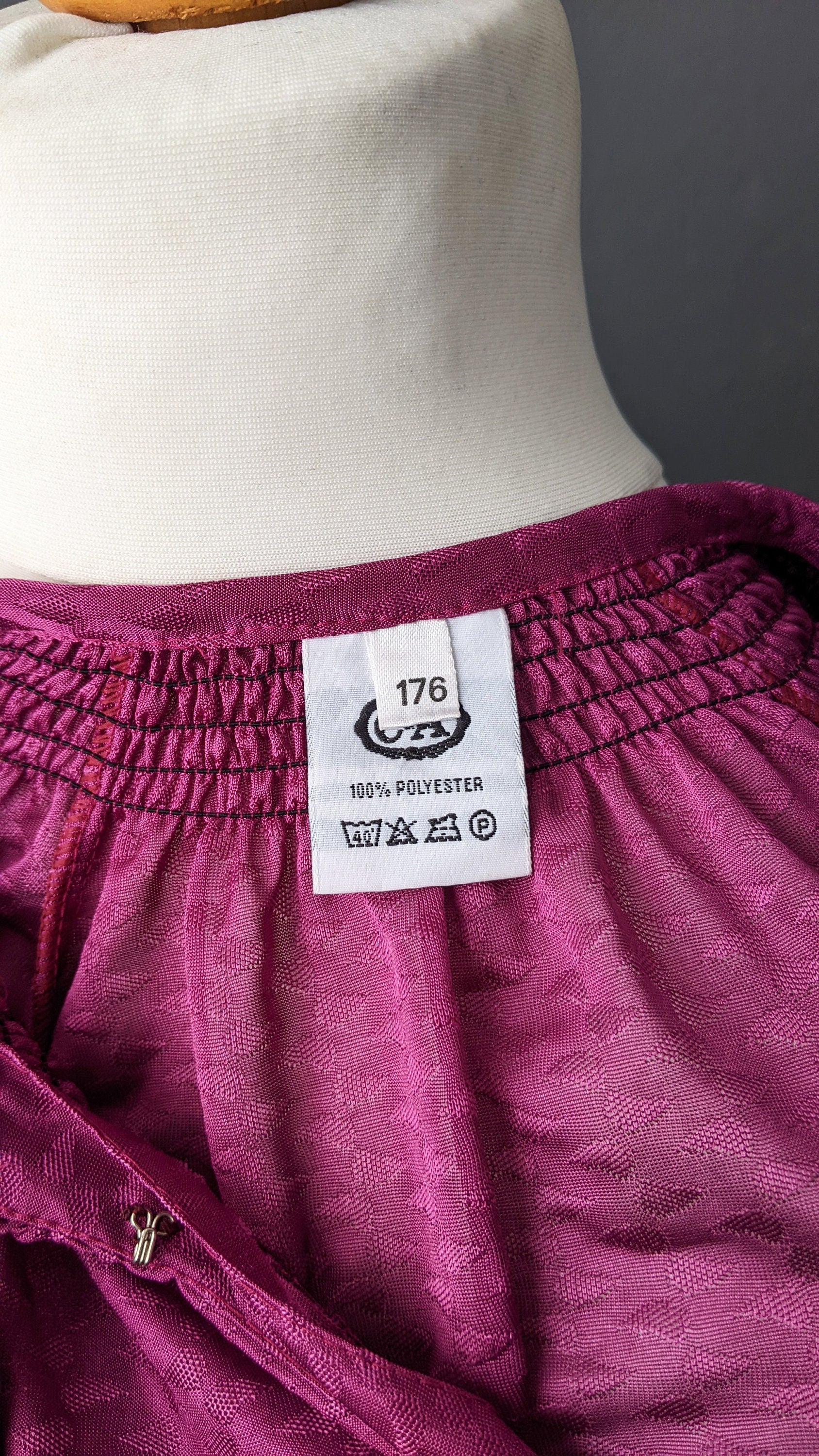 80s Magenta Sheer Blouse with Pussy Bow, Size Large