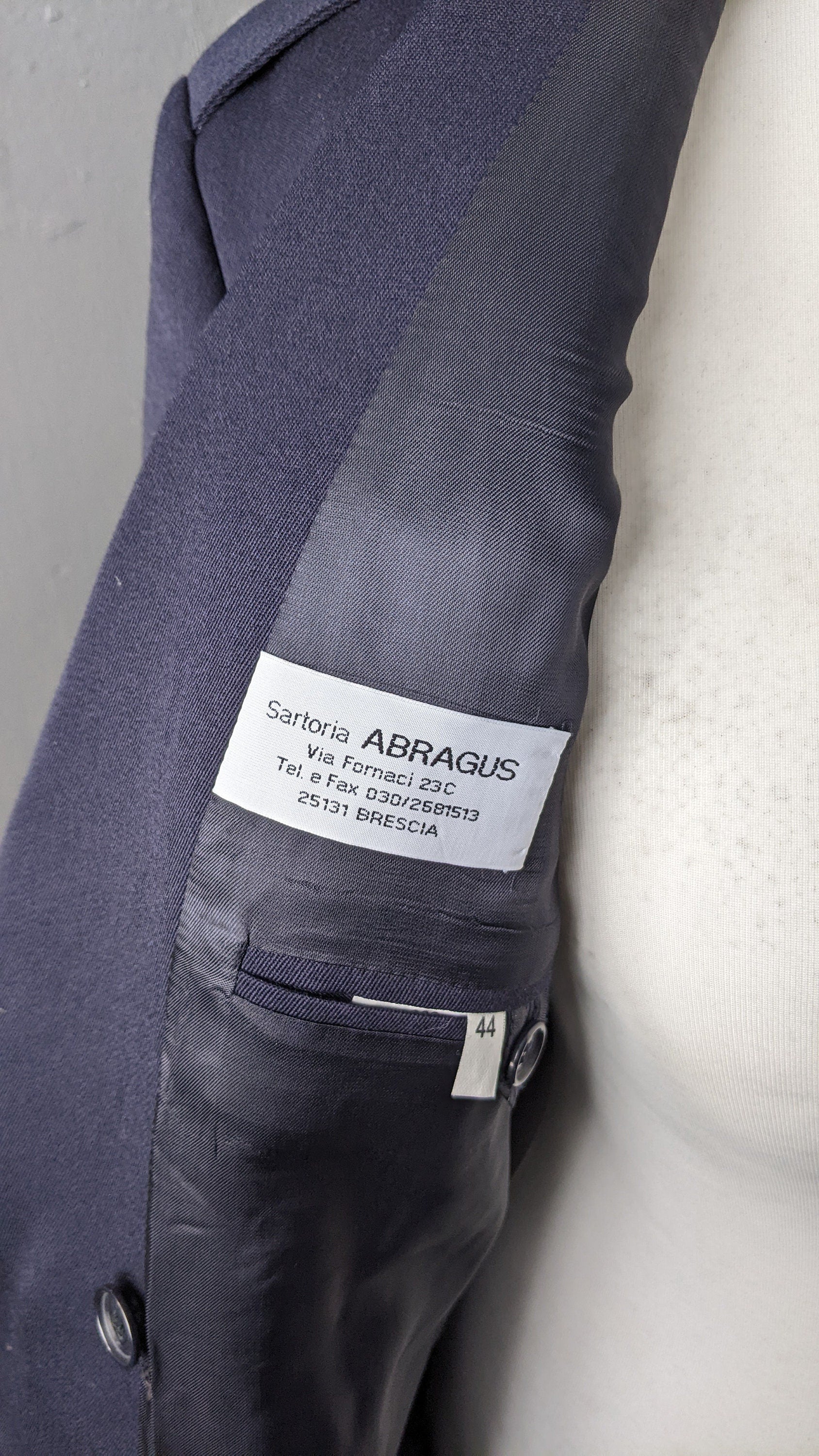 90s Navy Blue Double Breasted Jacket, Italian Wool Blazer, Size Medium